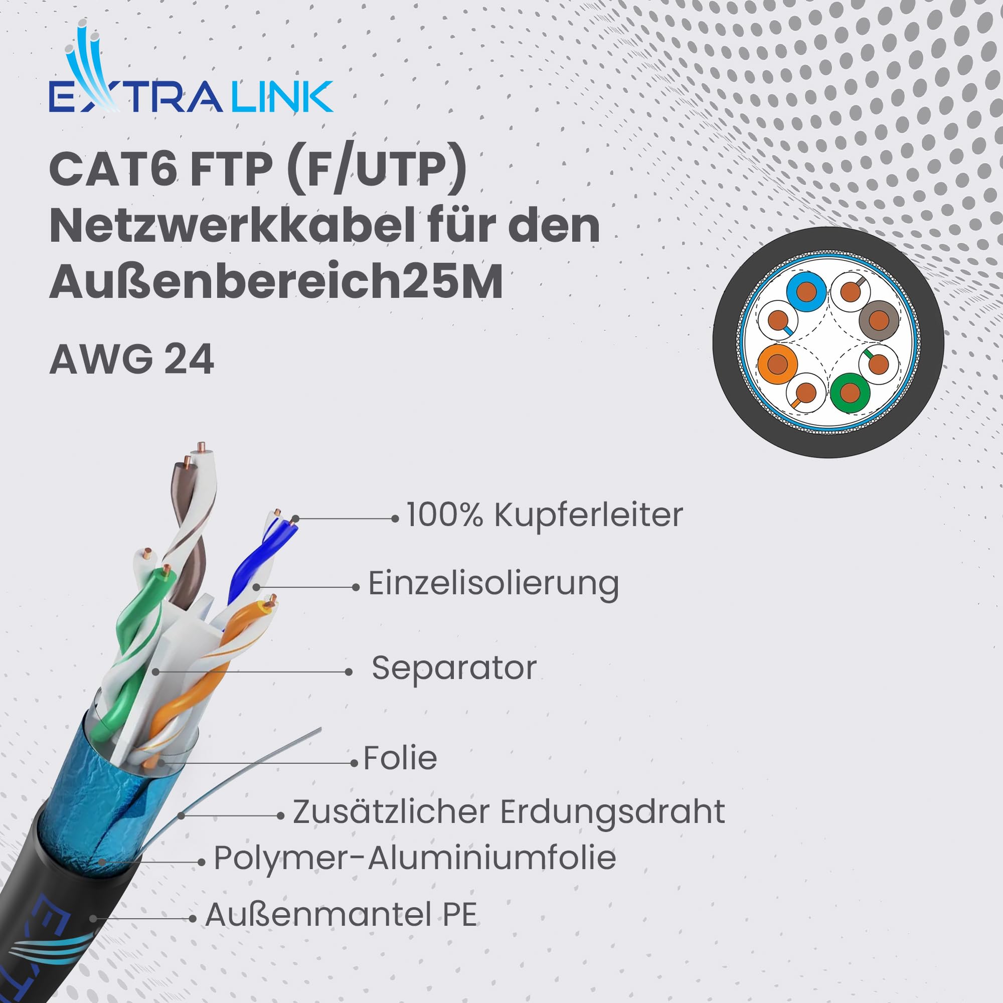 extralink-cat6-netzwerkkabel-outdoor-25m-poe-f-utp-kupfer image 2