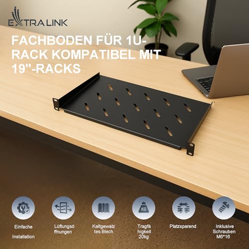 extralink-fachboden-19-zoll-1he-350mm-schwarz-20kg image 8