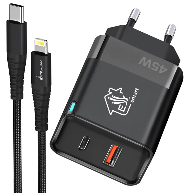 extralink-schnellladeger-t-45w-gan-set-mit-usb-c-kabel image 1