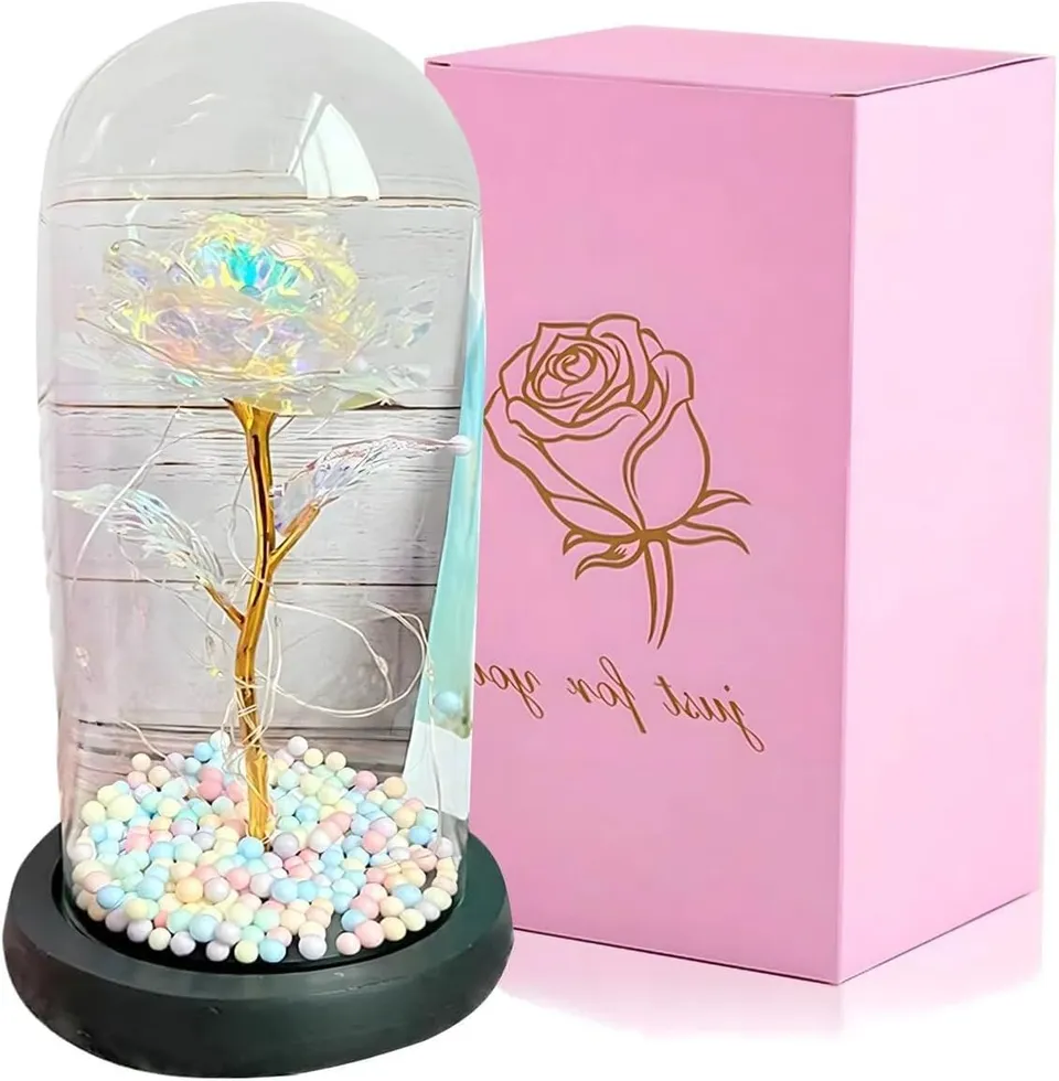 extralink-ewige-rose-im-glas-mit-led-rosa-geschenk image 1