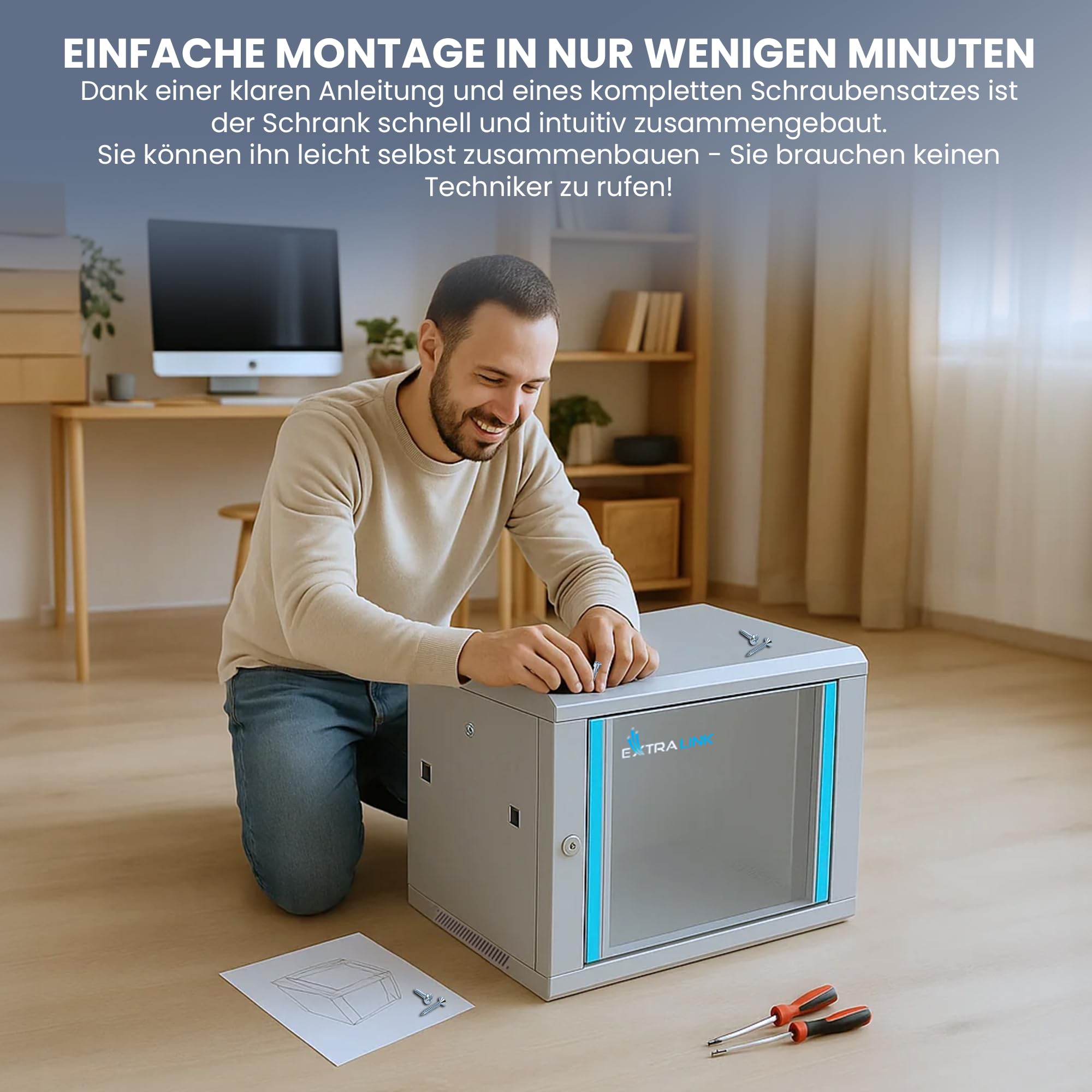 extralink-9he-netzwerkschrank-19-zoll-450mm-grau-glast-r image 4