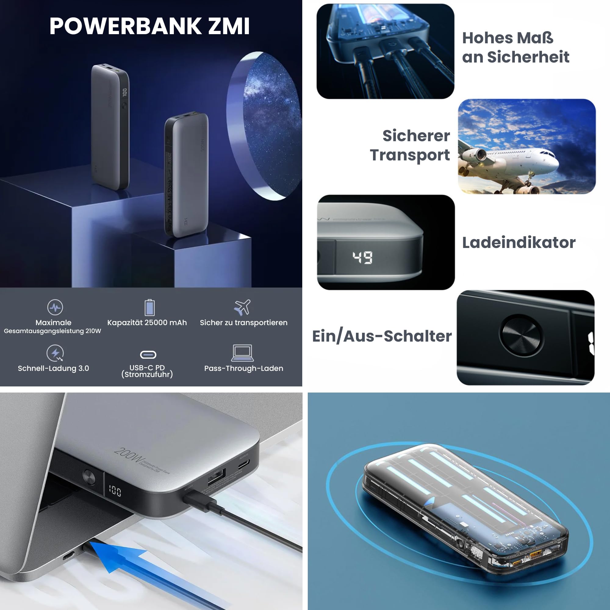 extralink-zmi-pro-qb826g-powerbank-25000mah-210w image 5