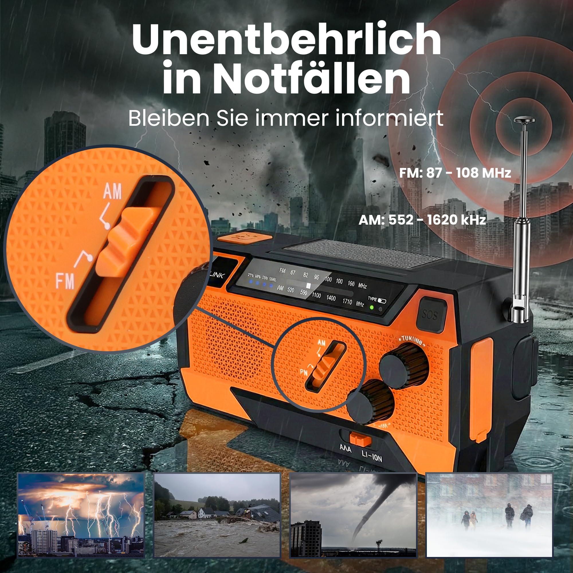 extralink-kurbelradio-notfallradio-solar-fm-am-4000mah image 4