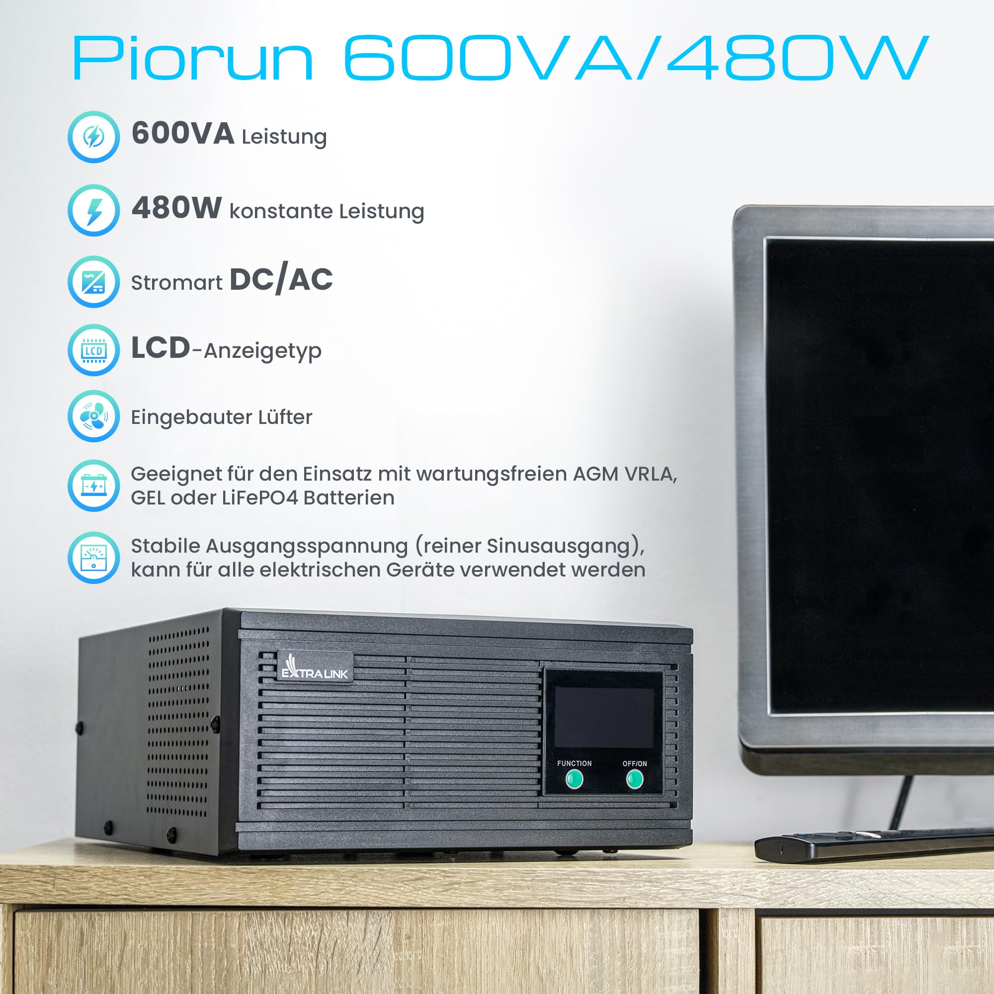 extralink-ups-600va-usv-480w-lifepo4-40ah-reiner-sinus image 2