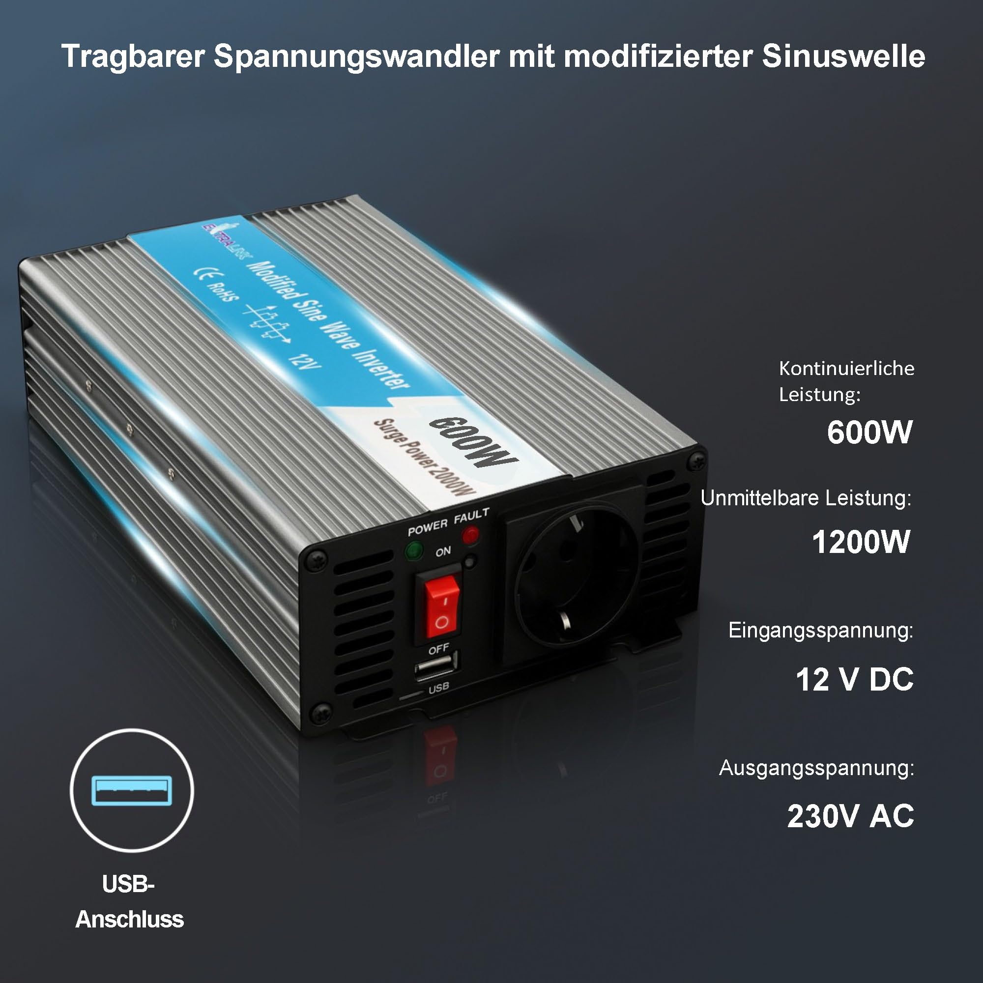 extralink-ups-opip-600w-wechselrichter-12v-230v-reiner-sinus-600w image 2