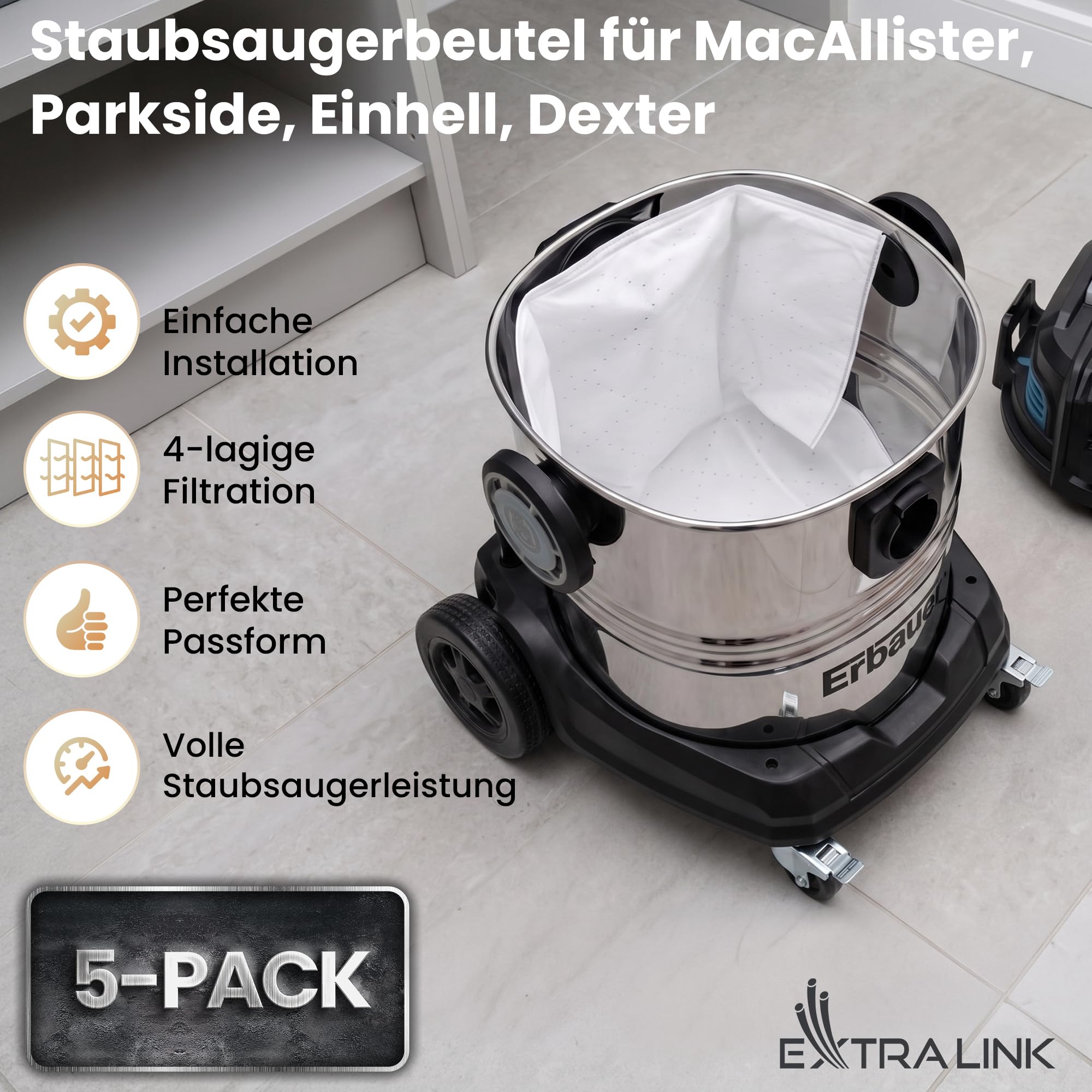 extralink-ersatzbeutel-40l-staubsaugerbeutel-5-st-ck image 2