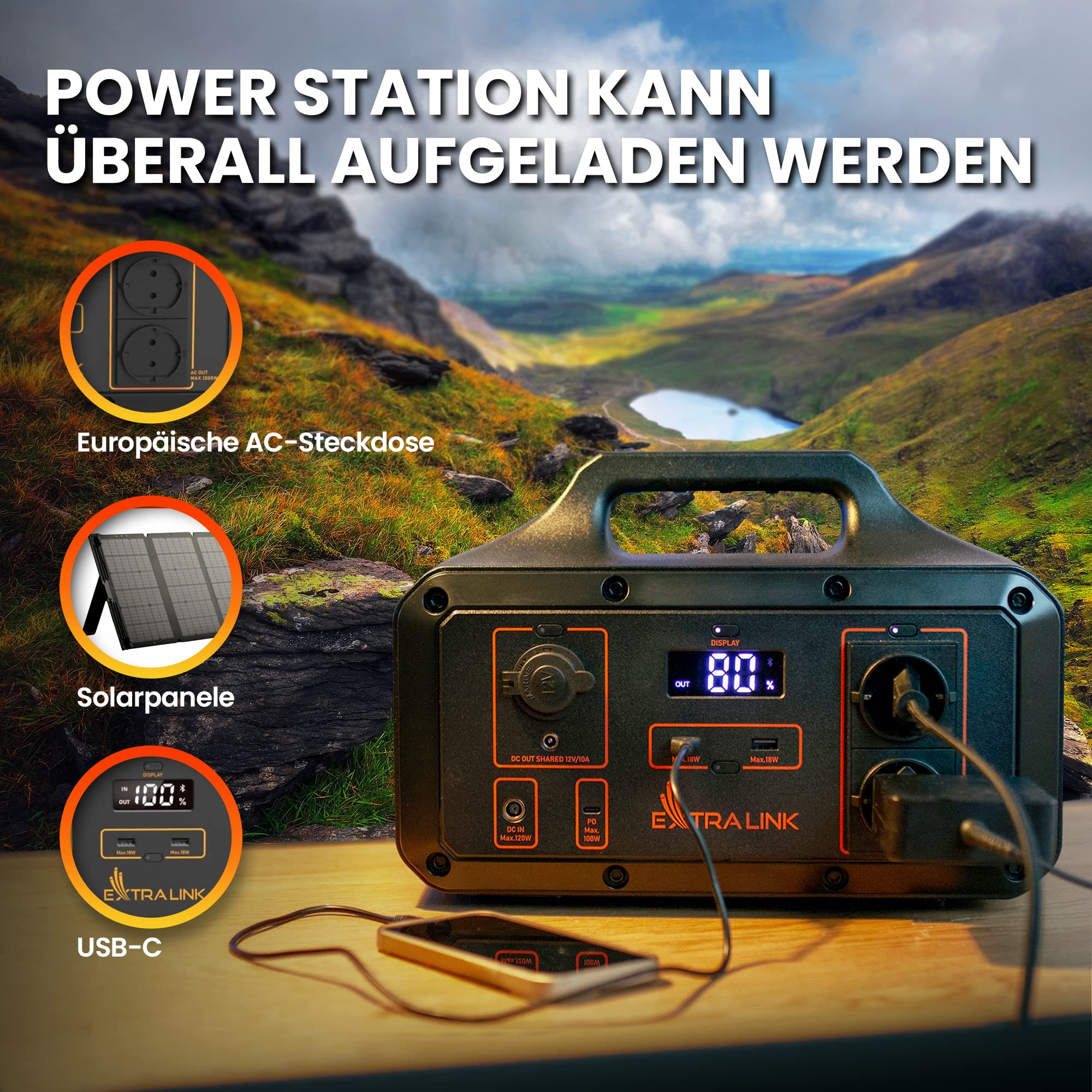 extralink-eps-s1000s-powerstation-1024wh-1200w-solar image 7
