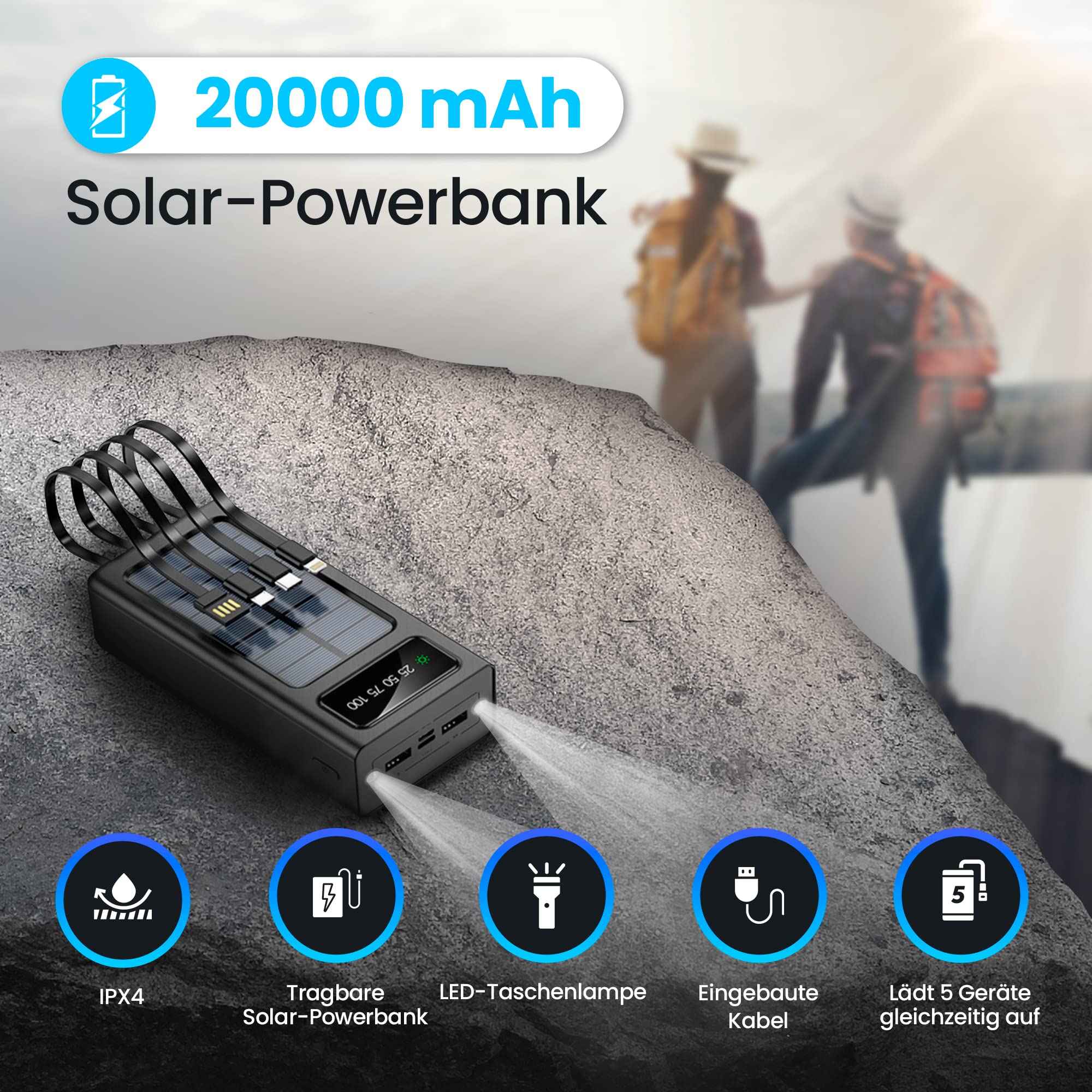 extralink-epb-092-solar-powerbank-20000mah-mit-4-kabeln-outdoor image 2