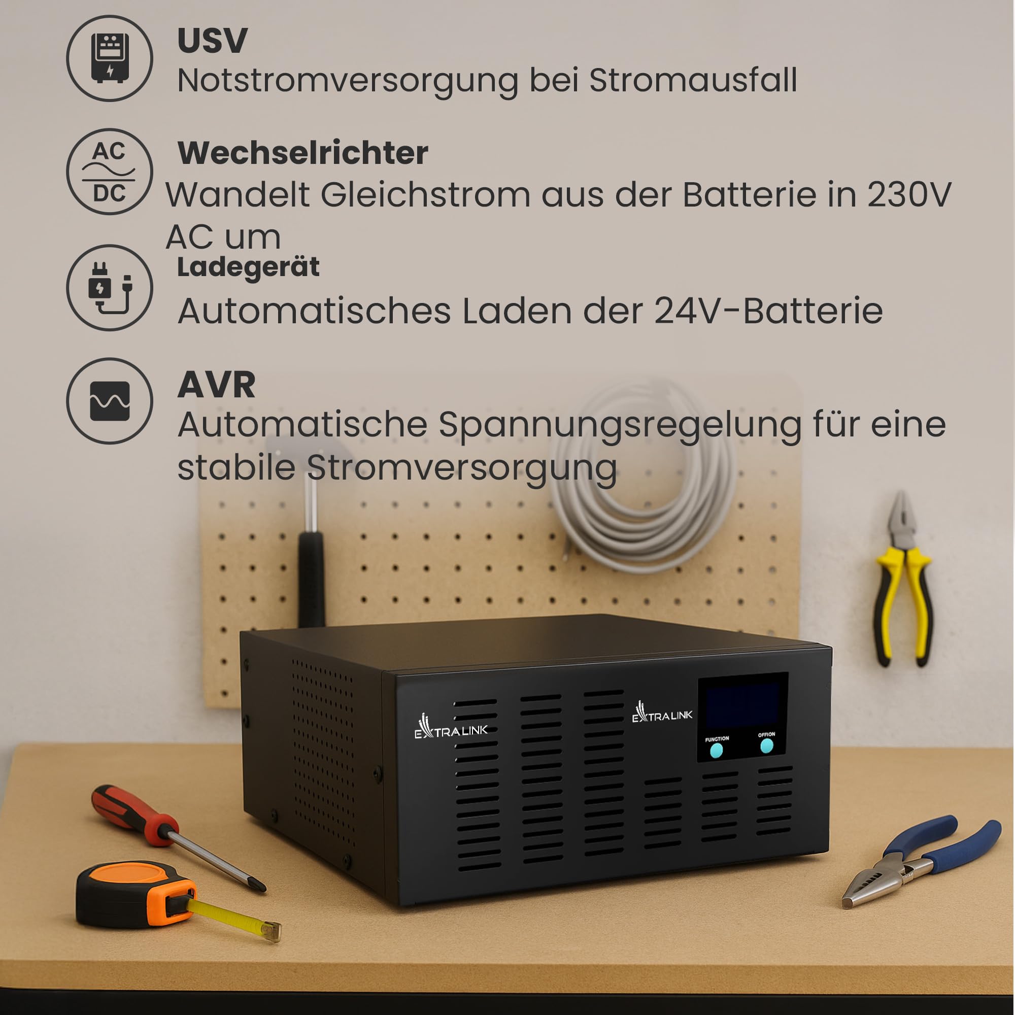 extralink-ups-piorun-2100w-wechselrichter-24v-reine-sinuswelle image 2
