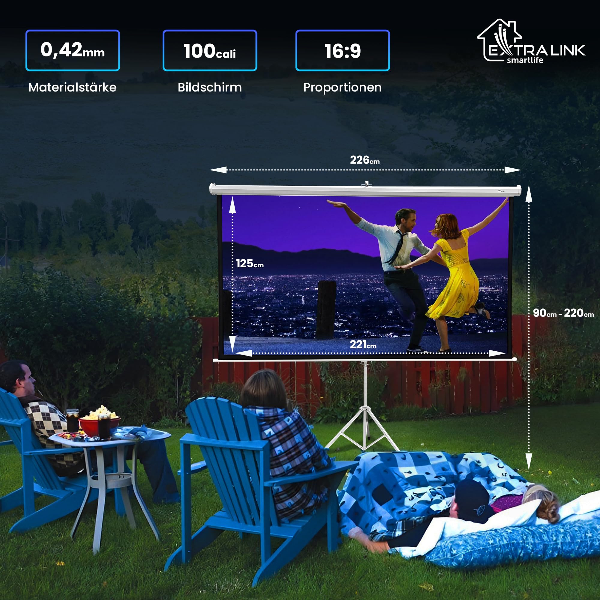 extralink-leinwand-100-zoll-16-9-rollo-221x125cm-hd image 6