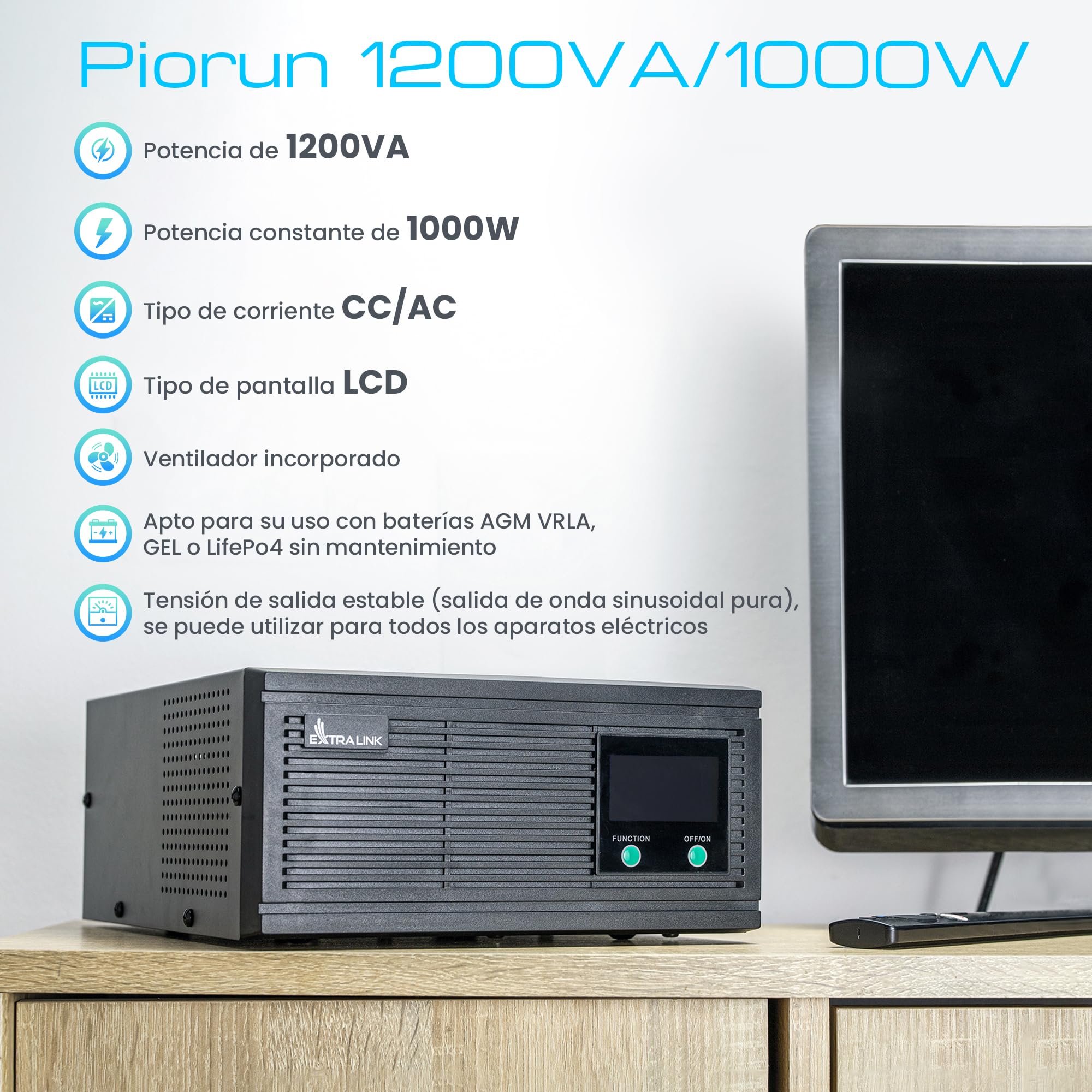 extralink-ups-1200va-usv-1000w-lifepo4-40ah-reiner-sinus image 2