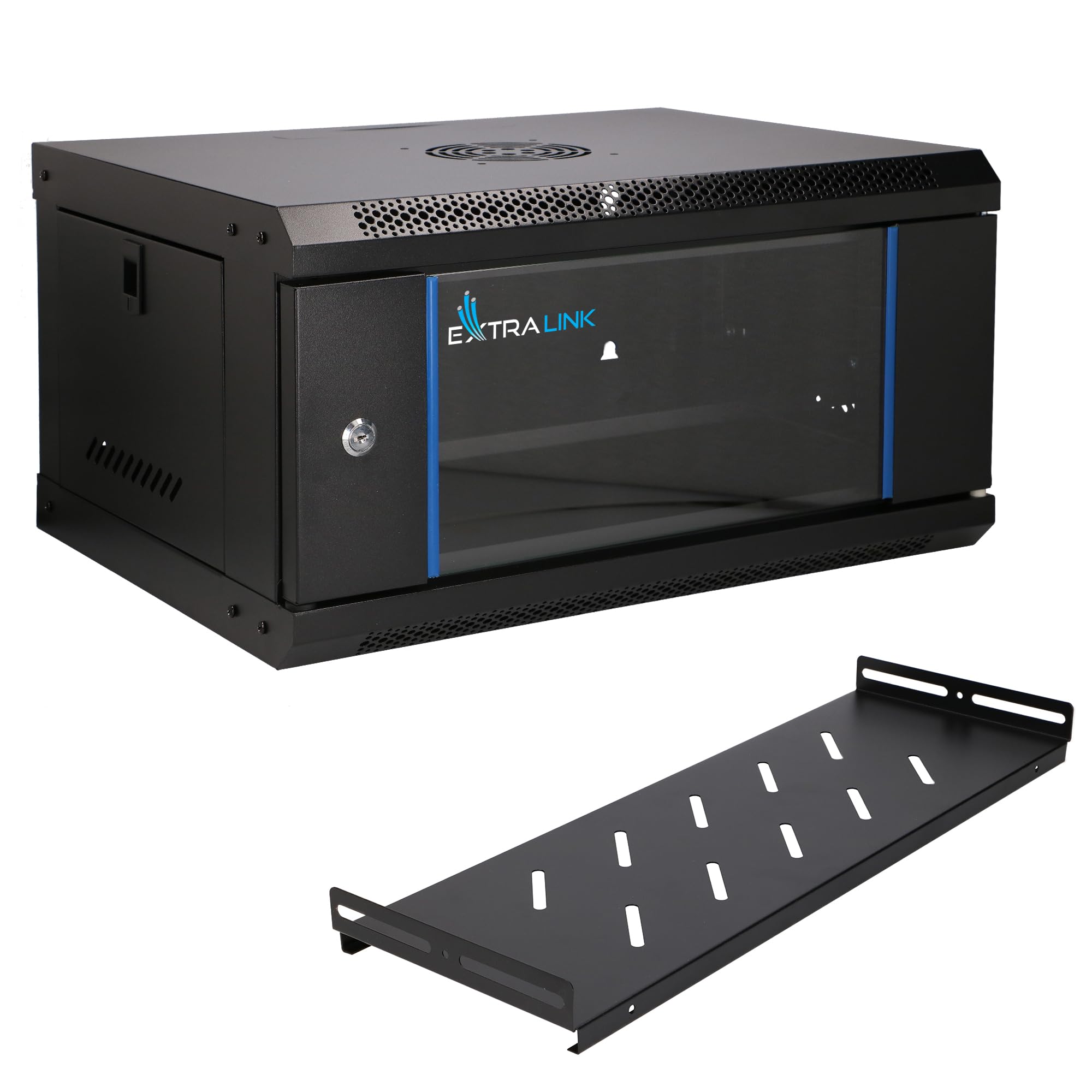 extralink-9u-netzwerkschrank-19-zoll-400mm-schwarz-mit-regal image 8