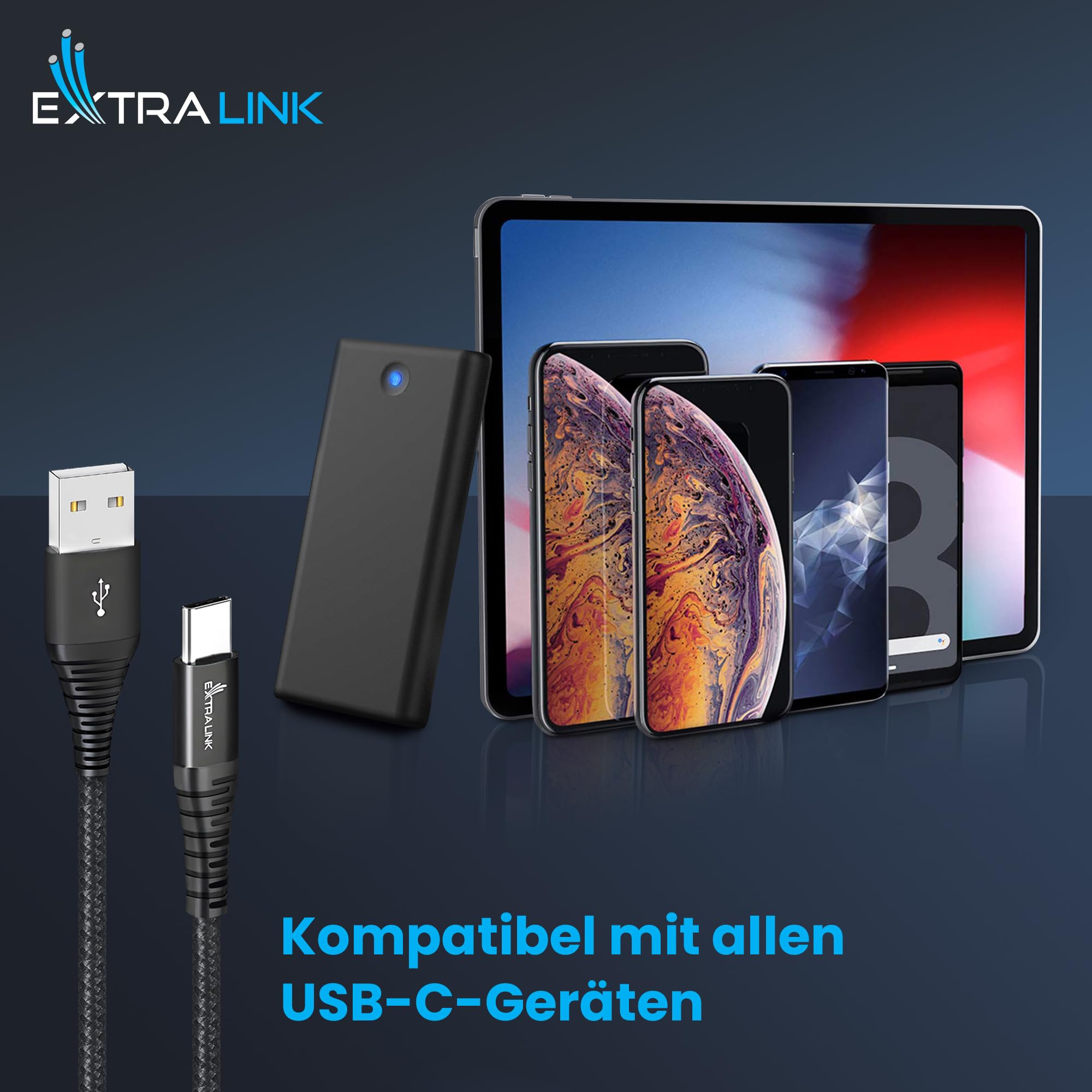 extralink-usb-a-auf-usb-c-kabel-15w-1-2m-nylon image 3