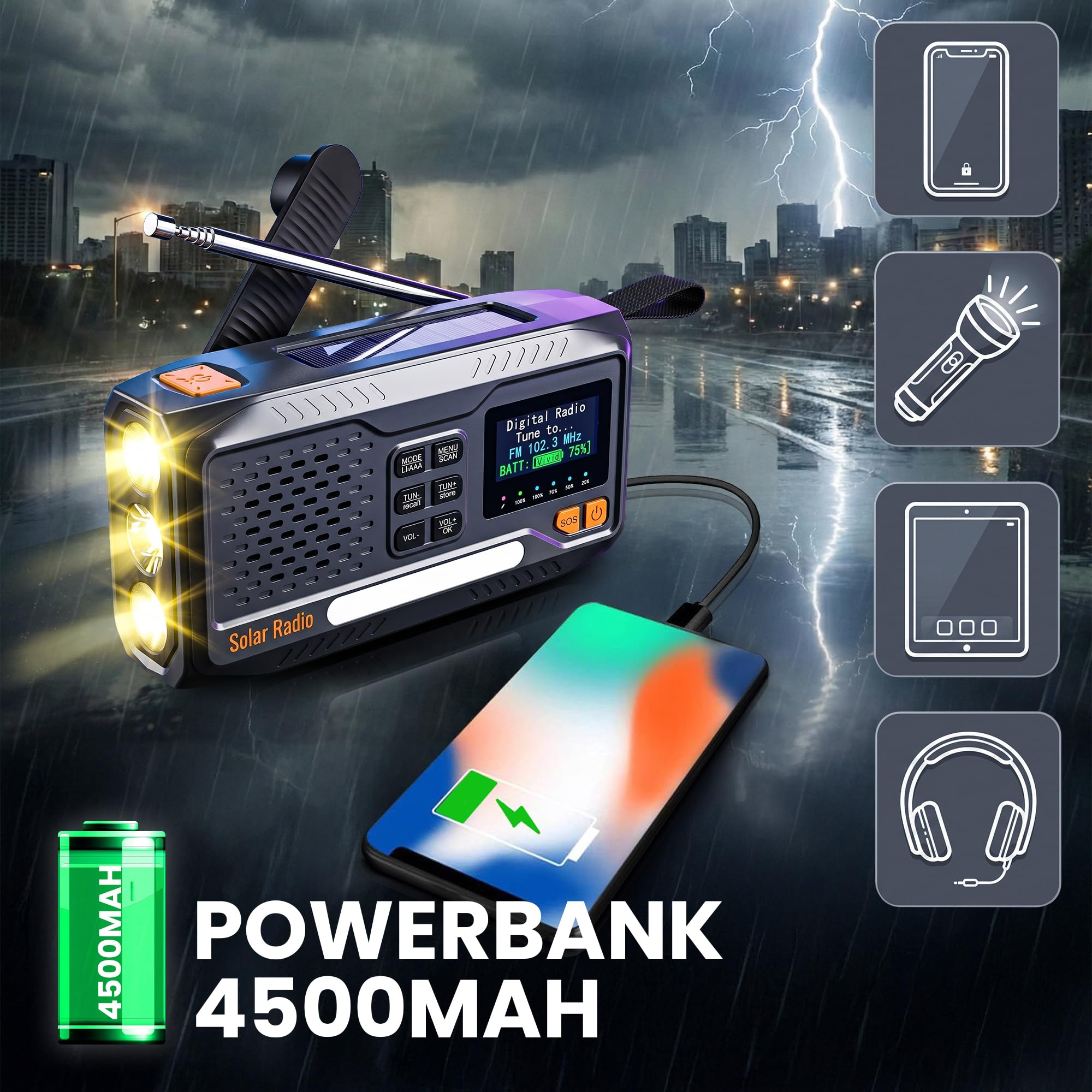 extralink-notfallradio-solar-kurbel-dab-fm-bluetooth-4500mah image 7