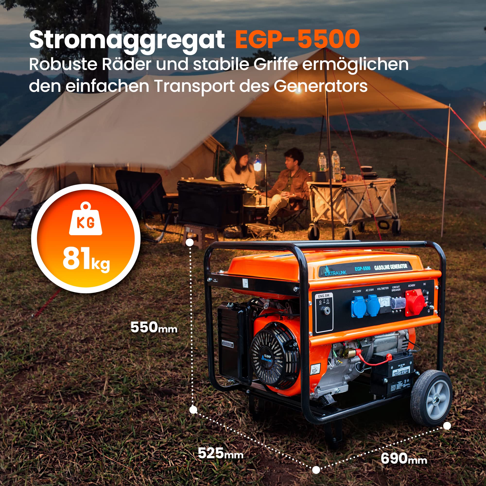 extralink-egp-5500-stromerzeuger-5500w-benzin-elektrostart image 2