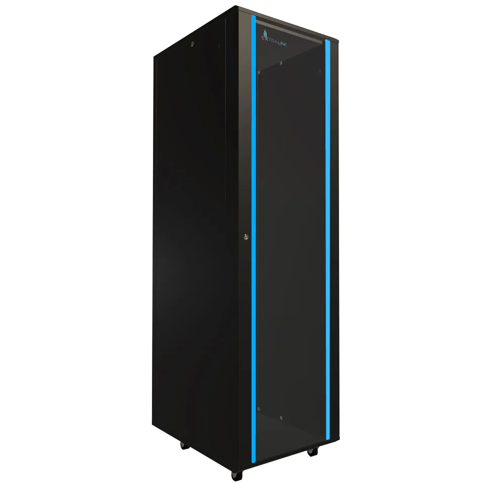 extralink-42he-netzwerkschrank-19-zoll-600x800-schwarz-glas image 1
