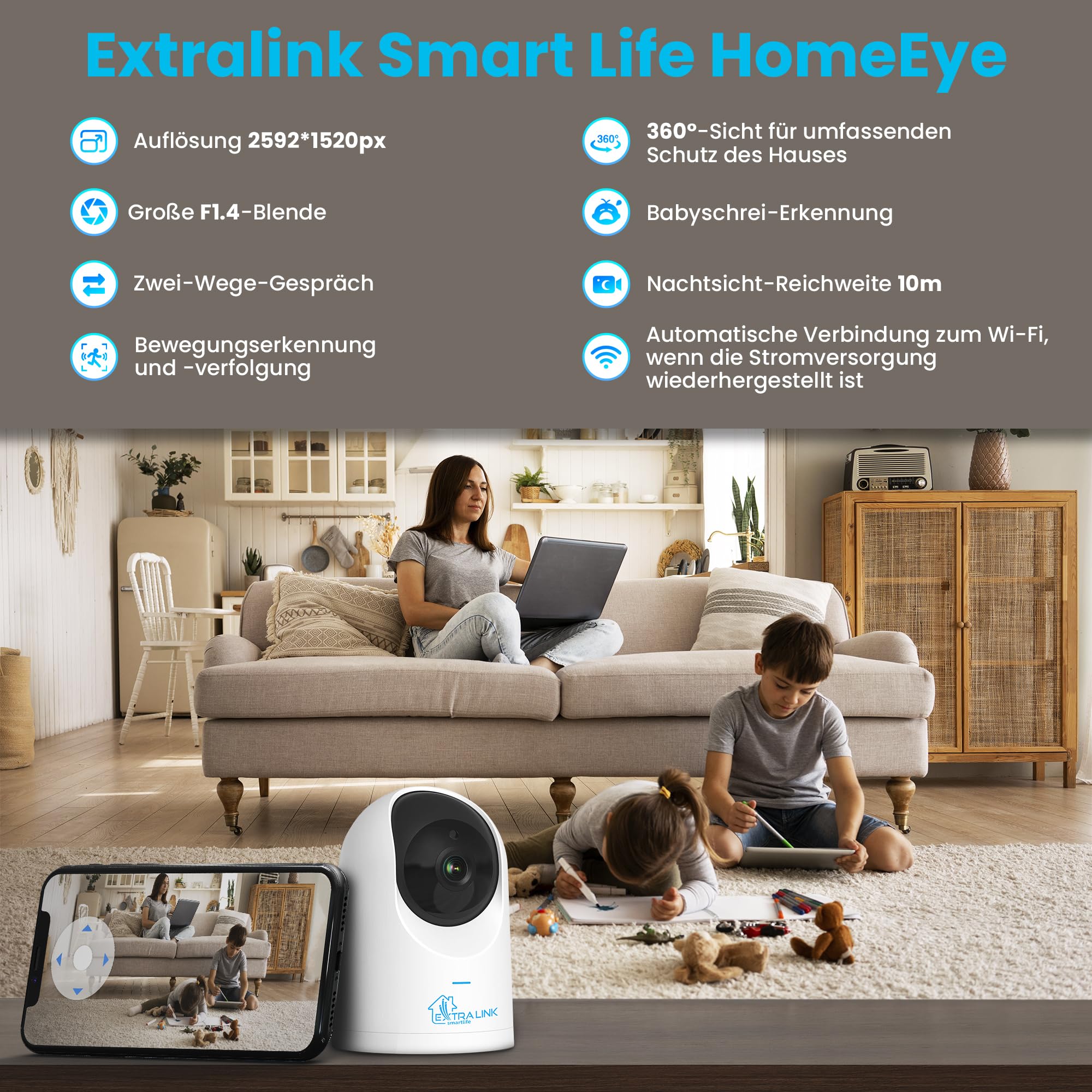 extralink-homeeye-berwachungskamera-innen-4mp-ptz-wlan image 3