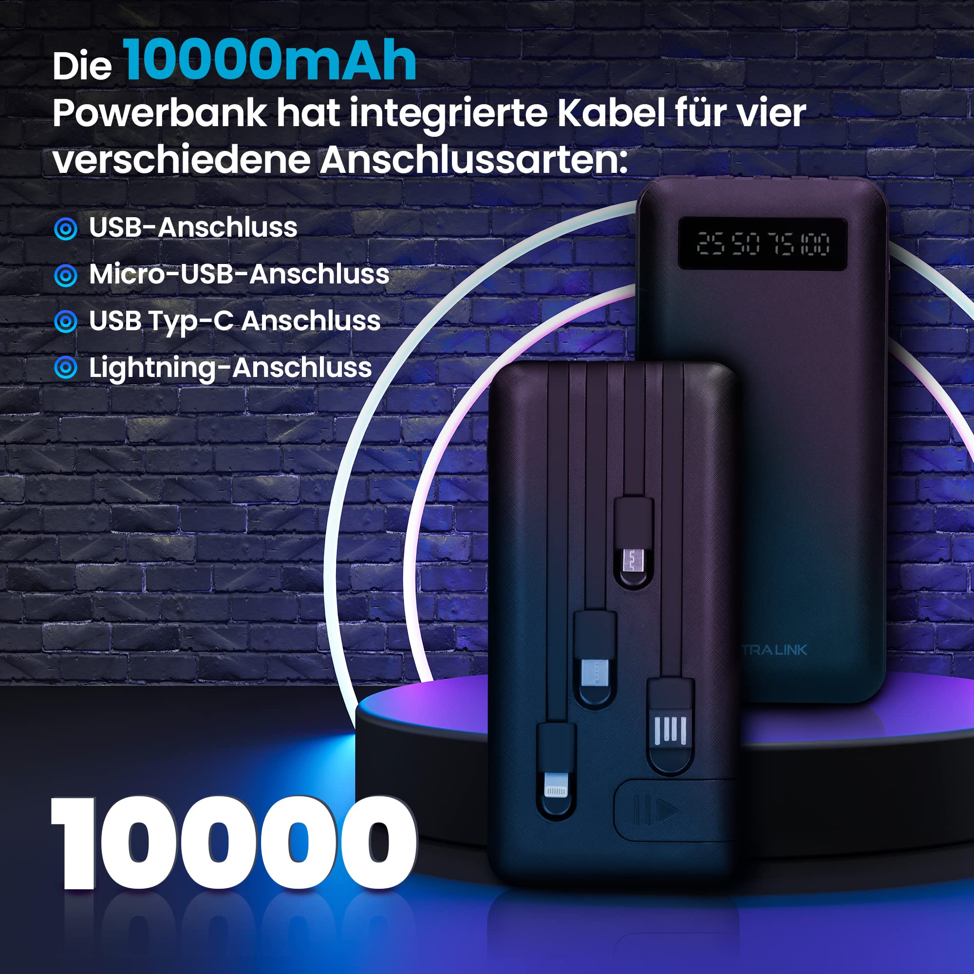extralink-epb-083-powerbank-10000mah-mit-kabel-schwarz image 5