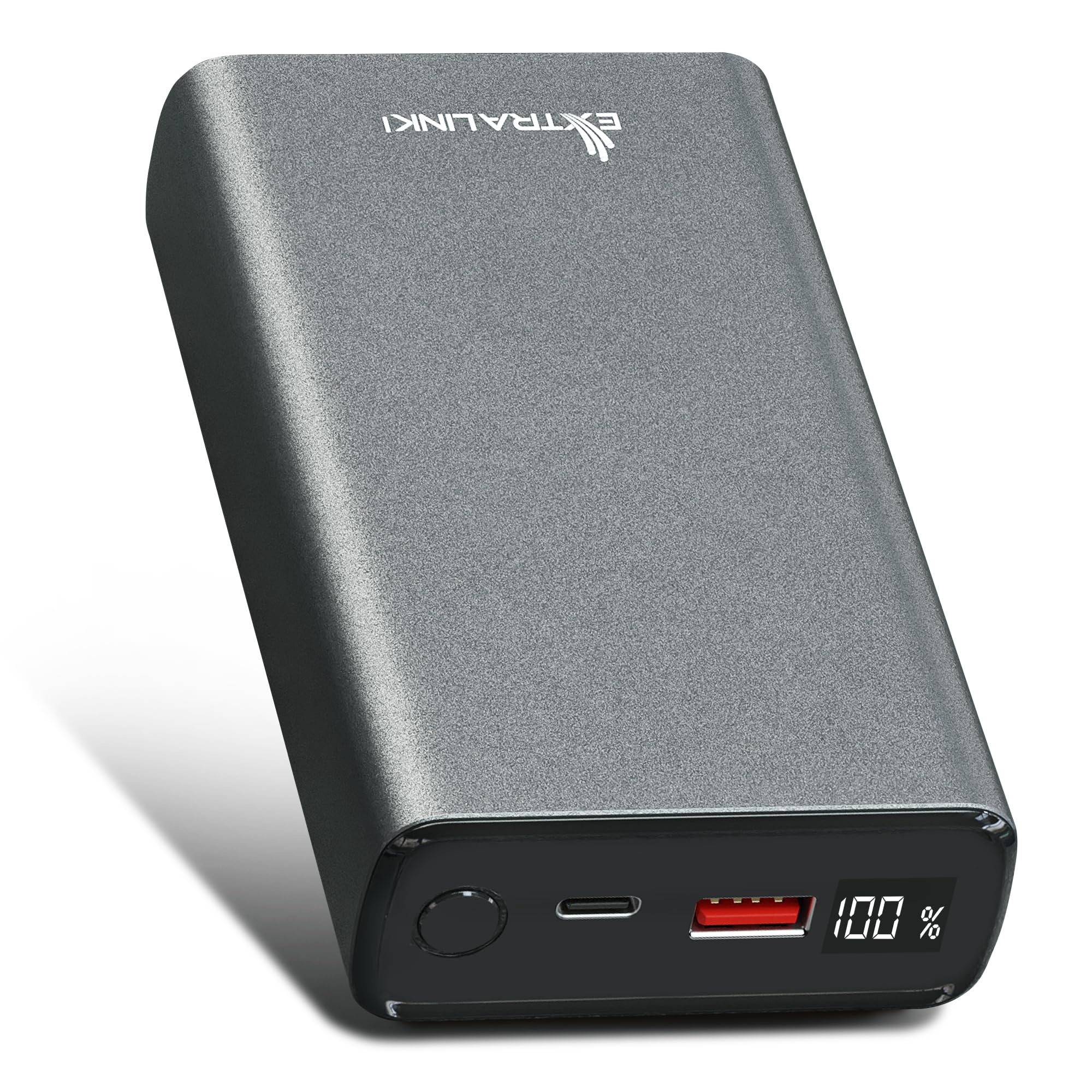 extralink-powerbank-20000mah-45w-pd-usb-c-silber-alu image 1