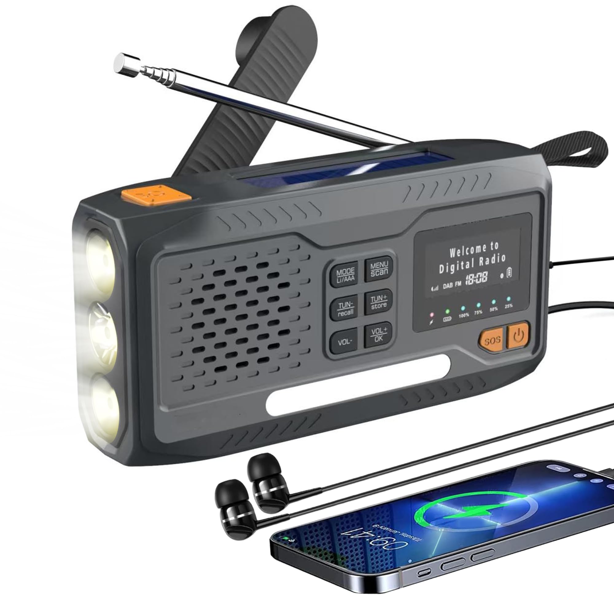 extralink-notfallradio-solar-kurbel-dab-fm-bluetooth-4500mah image 1
