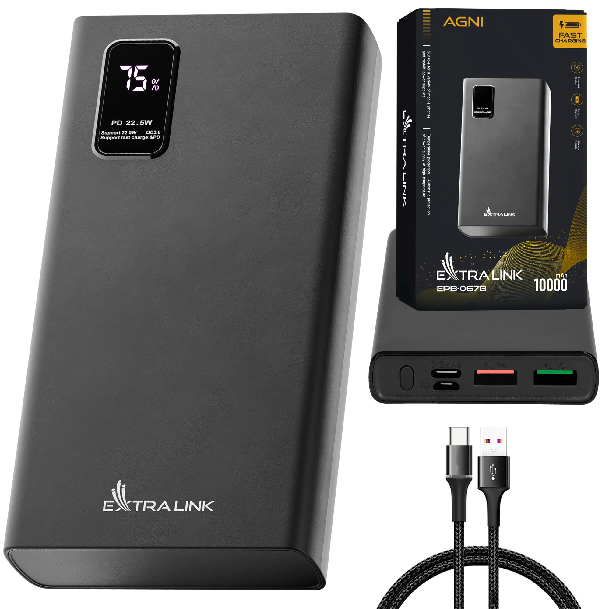 extralink-powerbank-20000mah-45w-pd-usb-c-silber-alu image 8