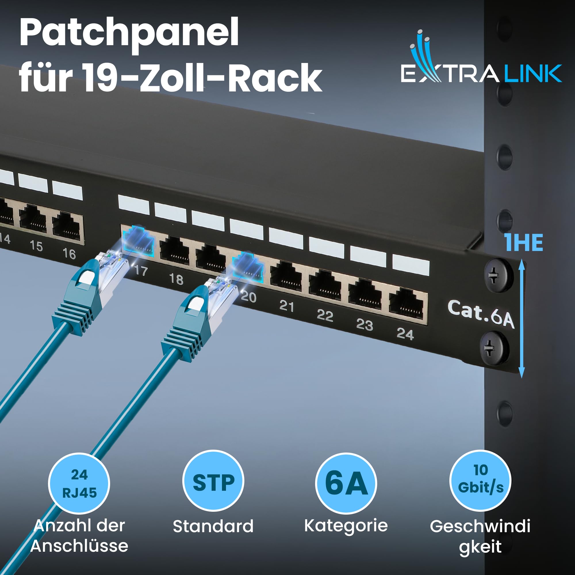 extralink-24-port-cat6a-patchfeld-stp-19-zoll-rj45 image 2