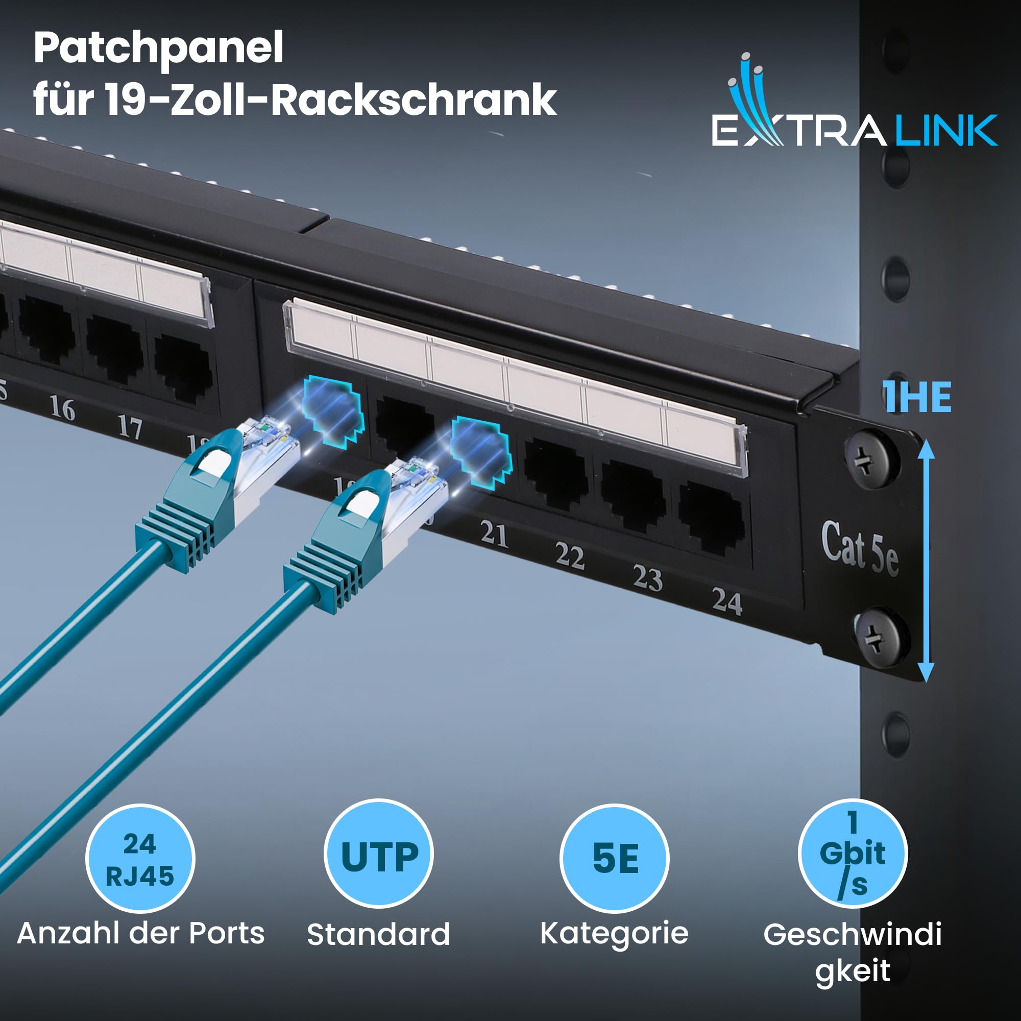 extralink-cat5e-patchpanel-24-port-19-zoll-1he-lsa image 2