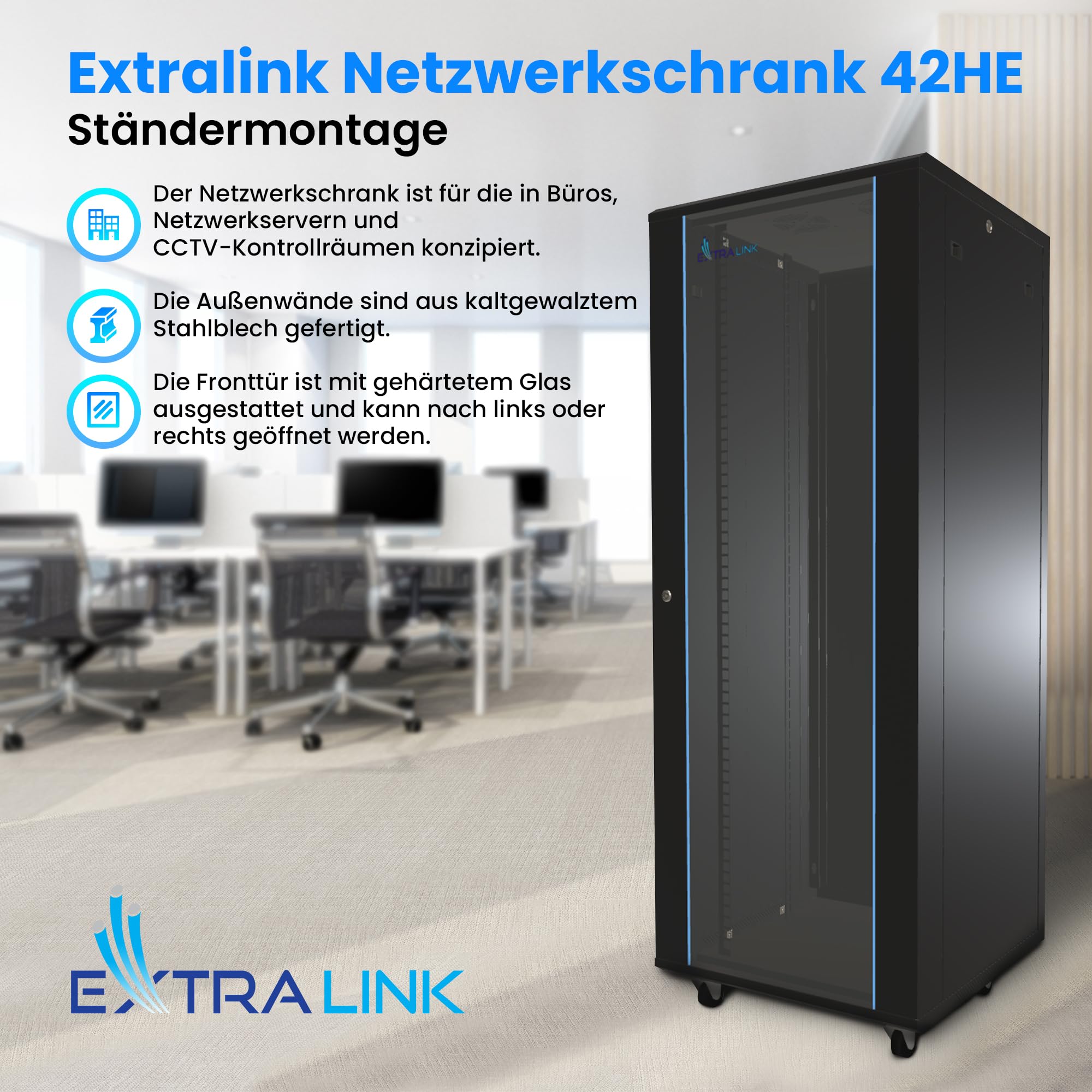 extralink-42he-netzwerkschrank-19-zoll-600x800-schwarz-glas image 2