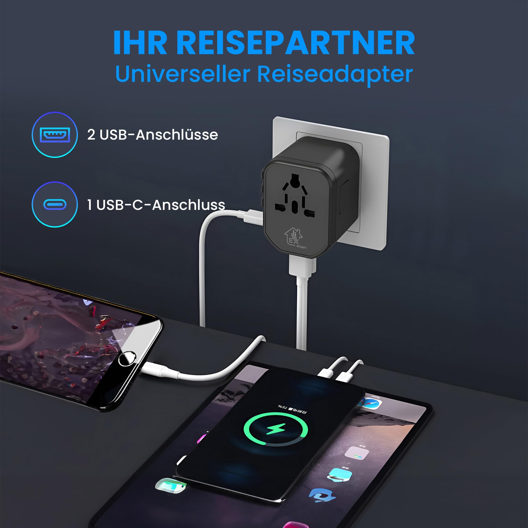 extralink-reiseadapter-weltweit-usb-c-usb-a-150-l-nder image 5