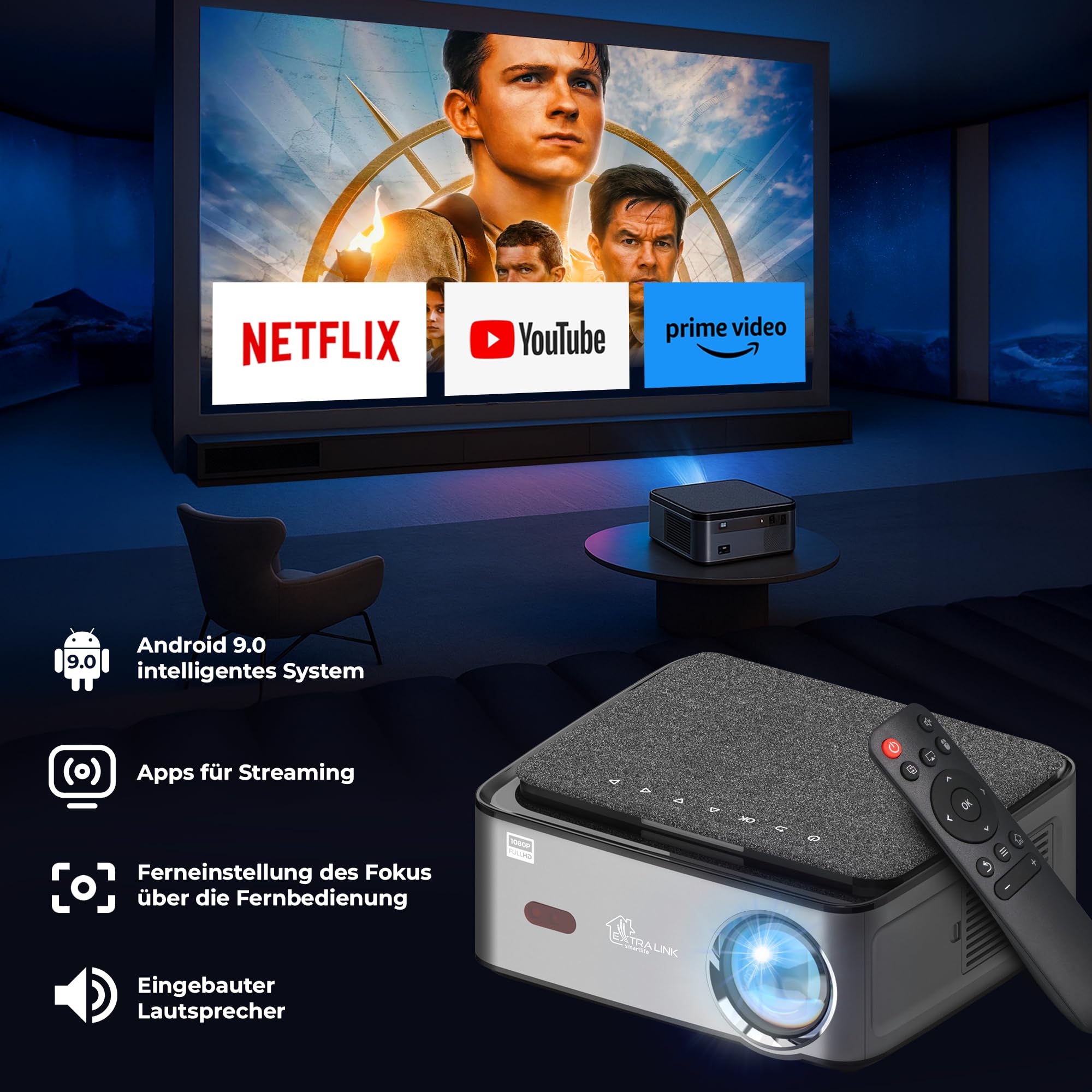 extralink-smart-beamer-full-hd-1080p-wifi-bluetooth-android image 2