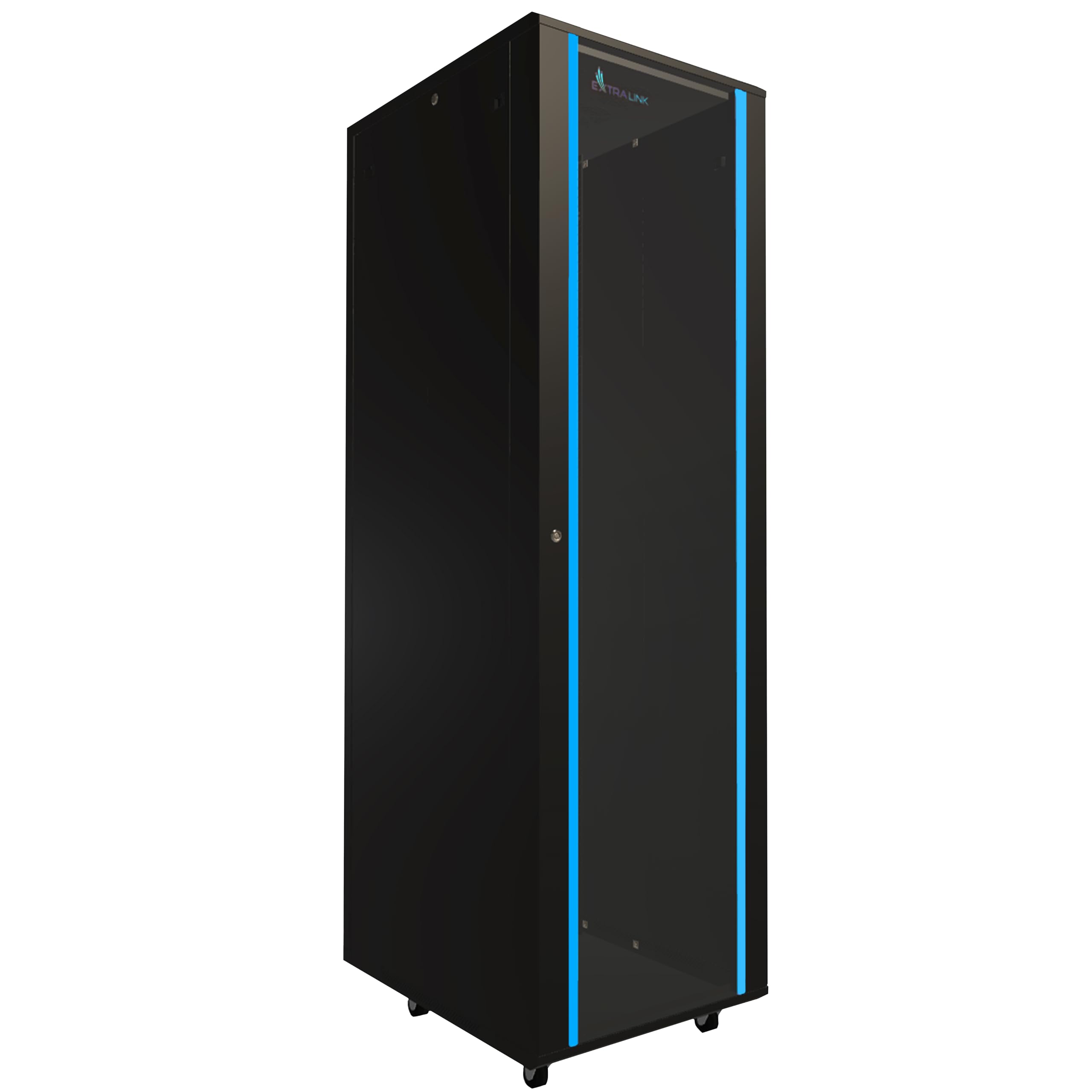 extralink-42he-netzwerkschrank-19-zoll-600x800-schwarz-glas image 1