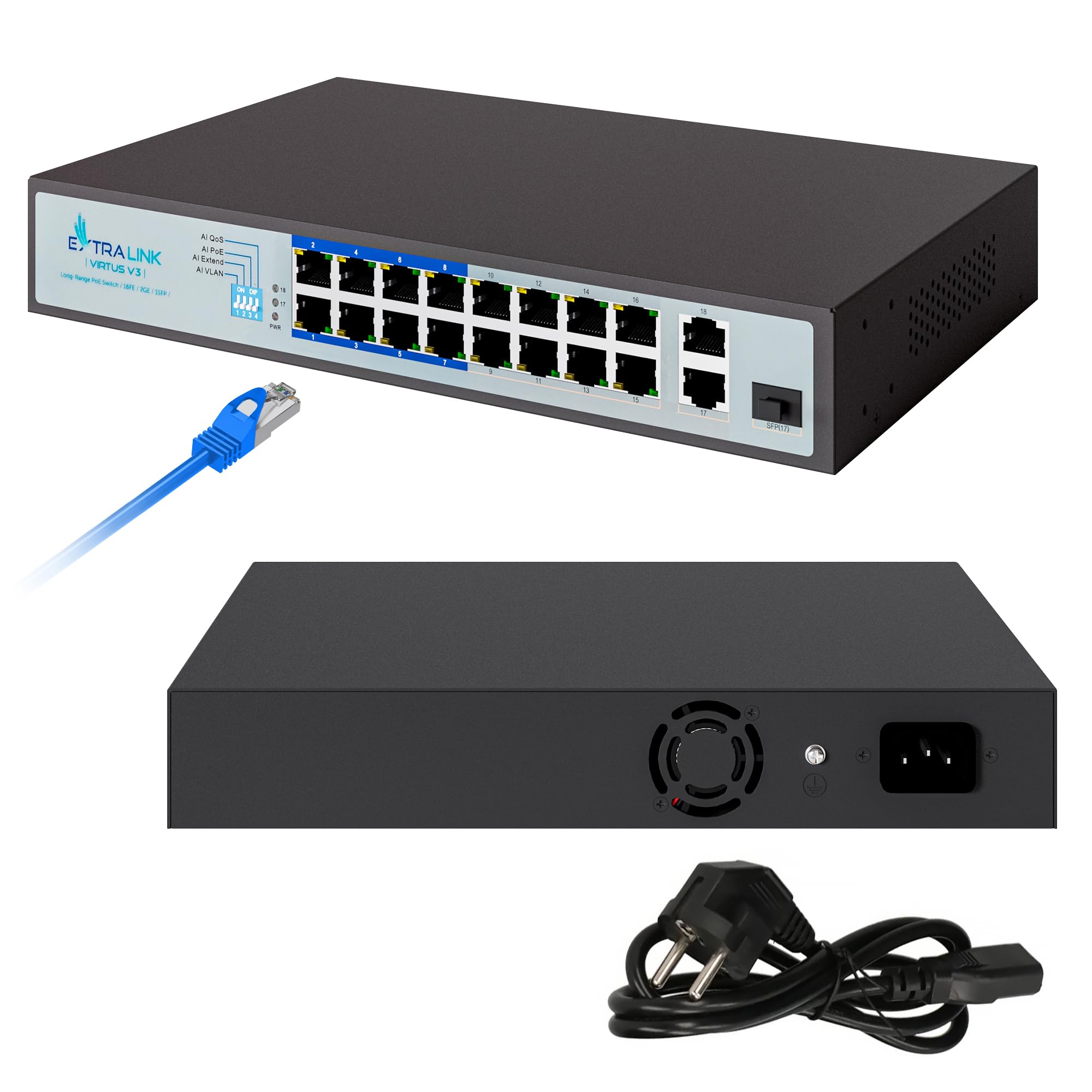 extralink-virtus-v3-poe-switch-16-port-150w-mit-sfp image 1