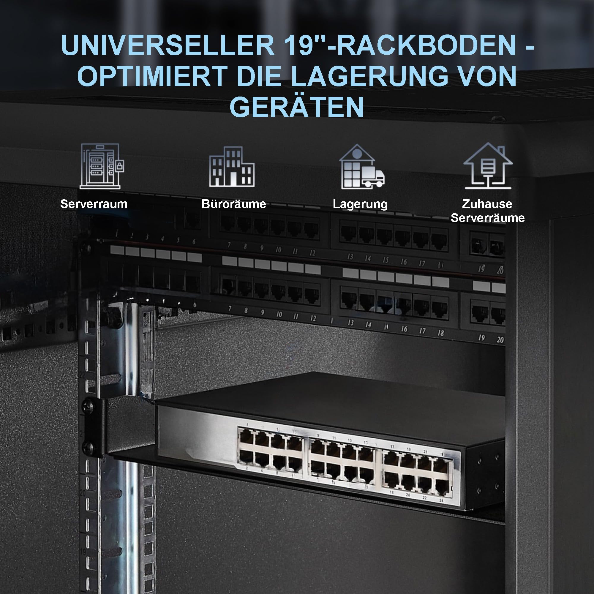 extralink-fachboden-19-zoll-1he-350mm-schwarz-20kg image 2