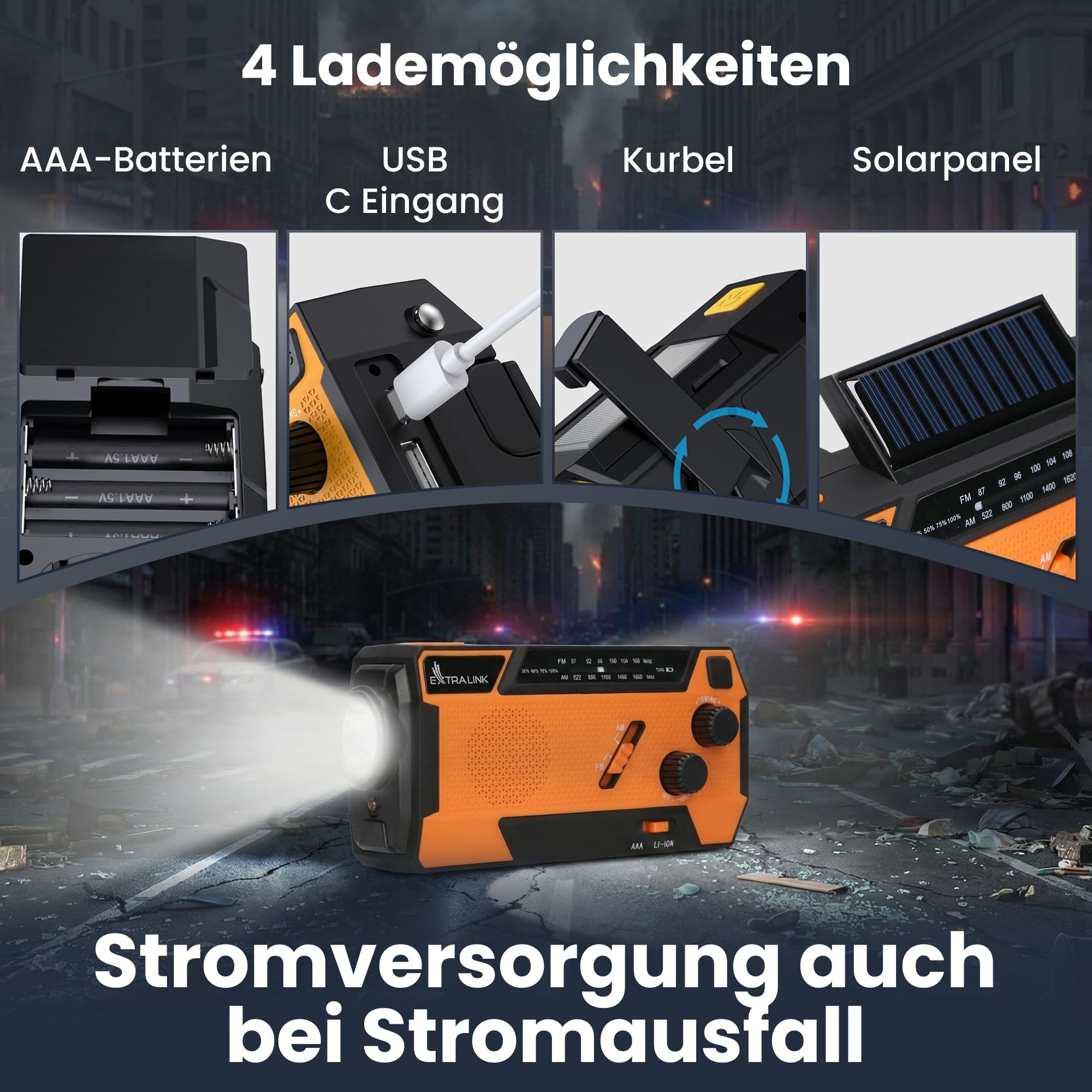 extralink-kurbelradio-notfallradio-solar-fm-am-4000mah image 3