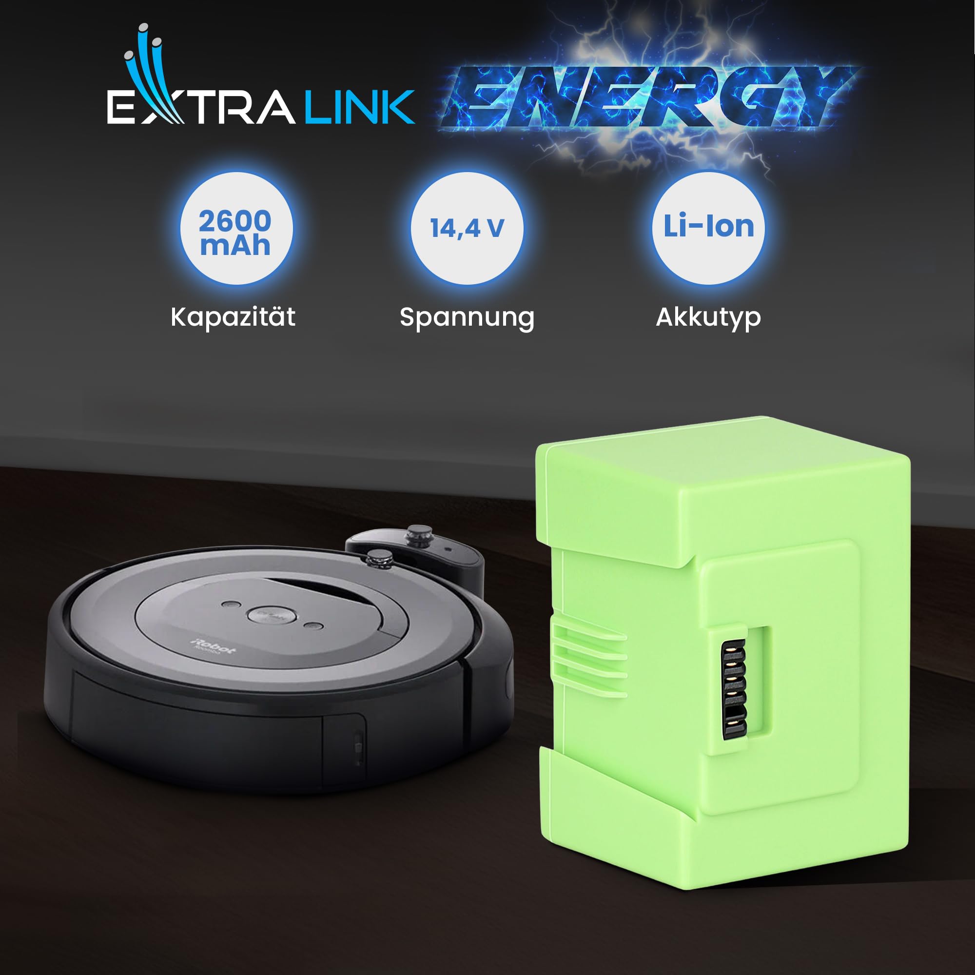 extralink-roomba-e5-ersatzakku-14-4v-2600mah-li-ion image 3