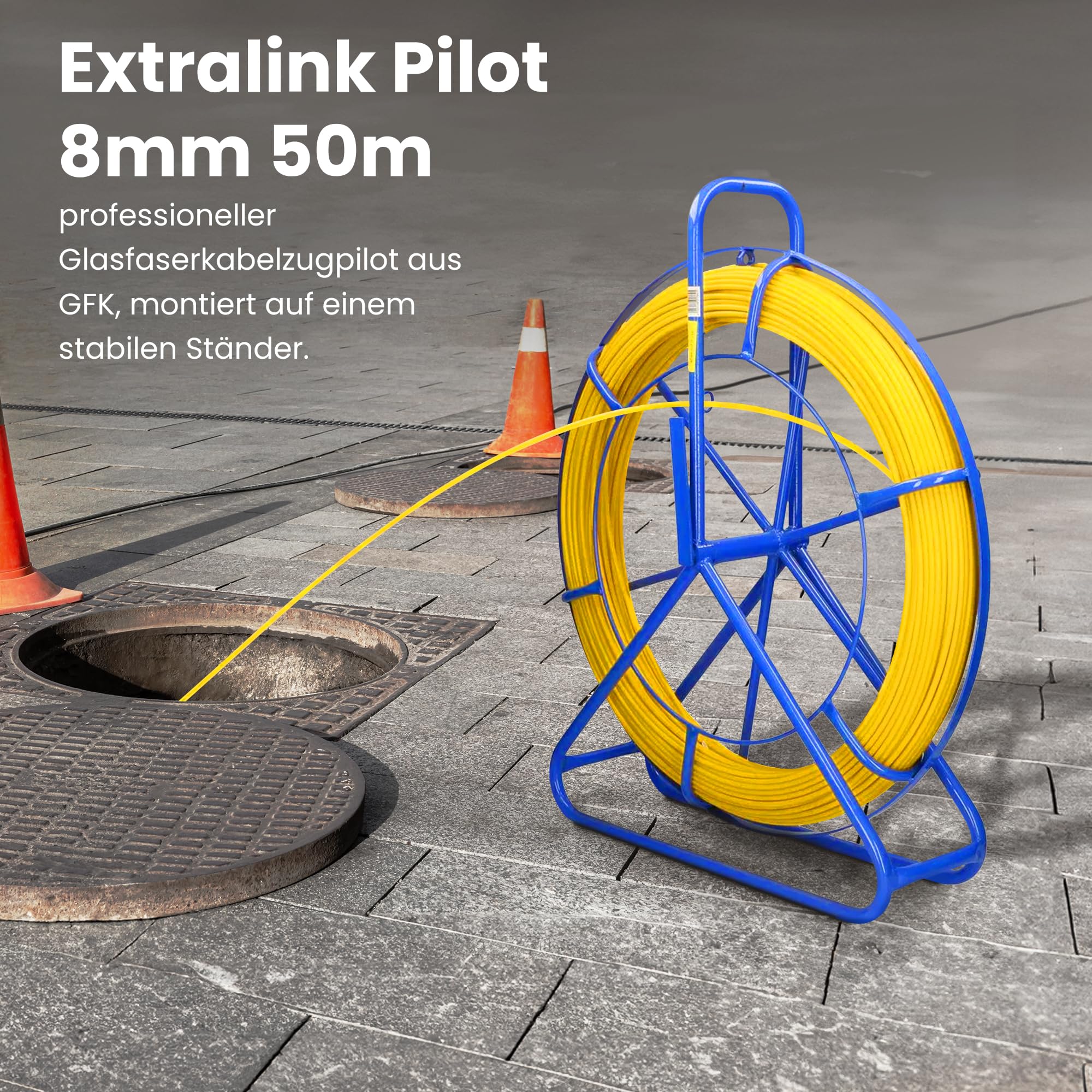 extralink-frp-glasfaserstab-8mm-50m-einziehhilfe-mit-bremse image 2