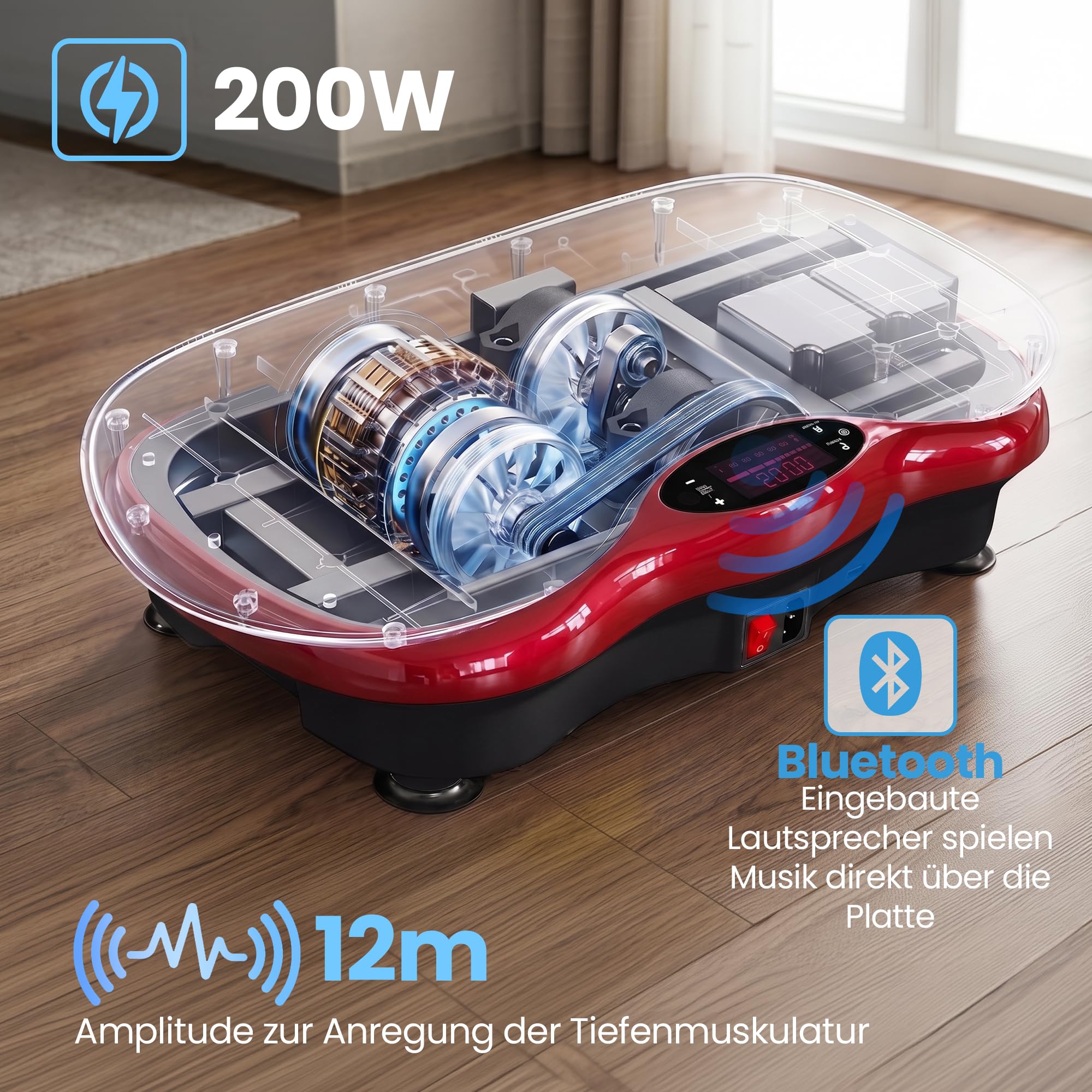 extralink-vibrationsplatte-rot-bluetooth-99-stufen-fitness image 8