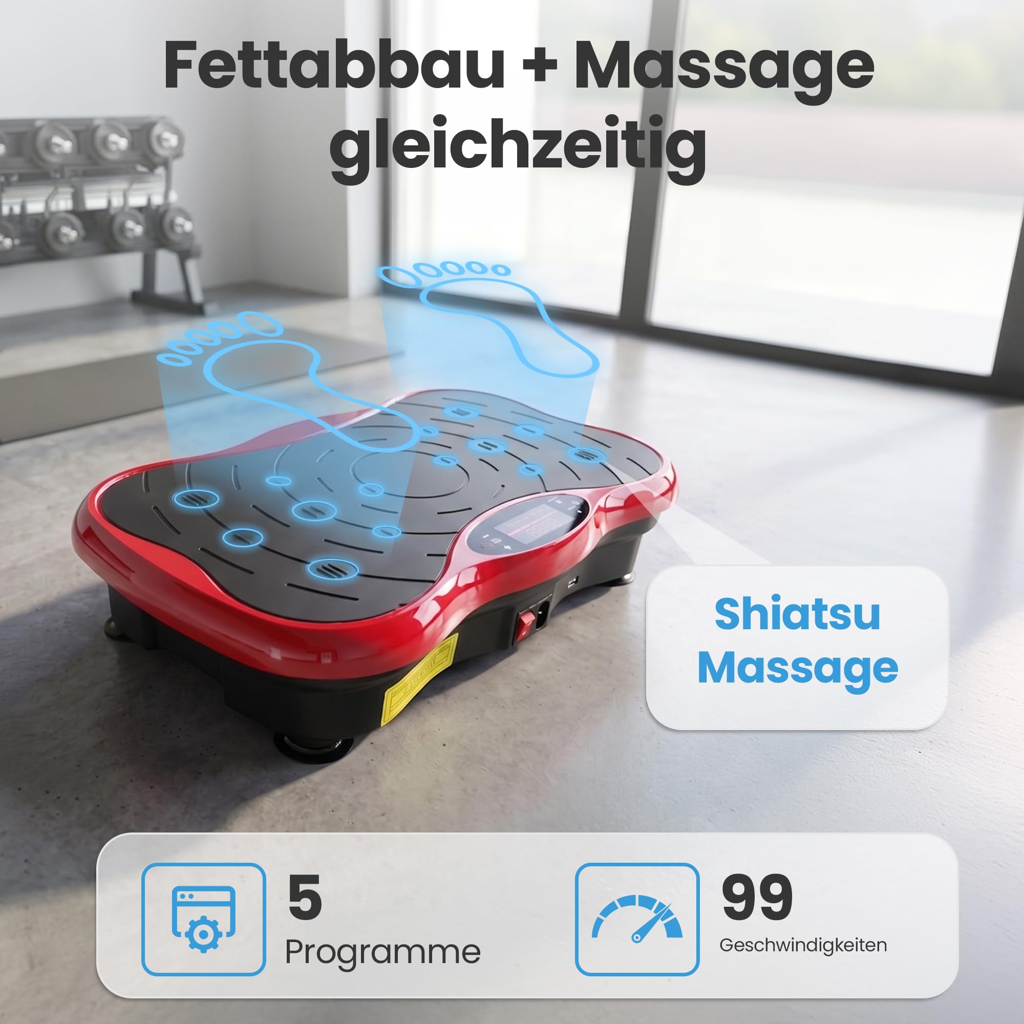 extralink-vibrationsplatte-rot-bluetooth-99-stufen-fitness image 6