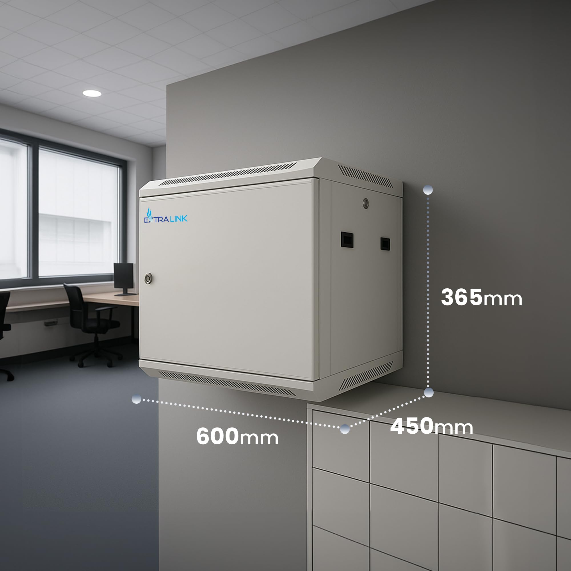 extralink-6he-19-zoll-netzwerkschrank-450mm-wandmontage-grau image 6