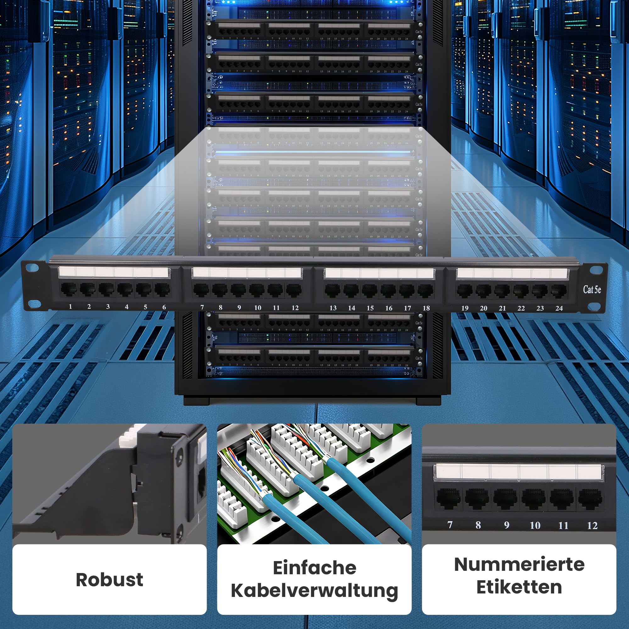 extralink-cat5e-patchpanel-24-port-19-zoll-1he-lsa image 6