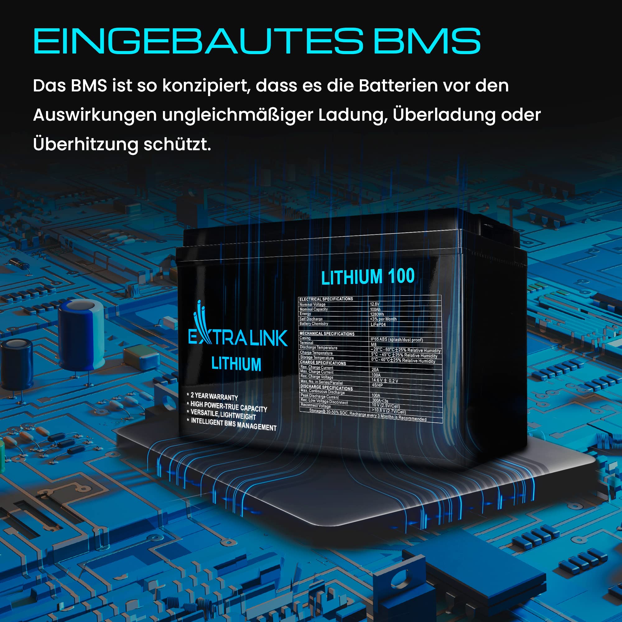 extralink-lifepo4-batterie-12v-100ah-mit-bms image 2