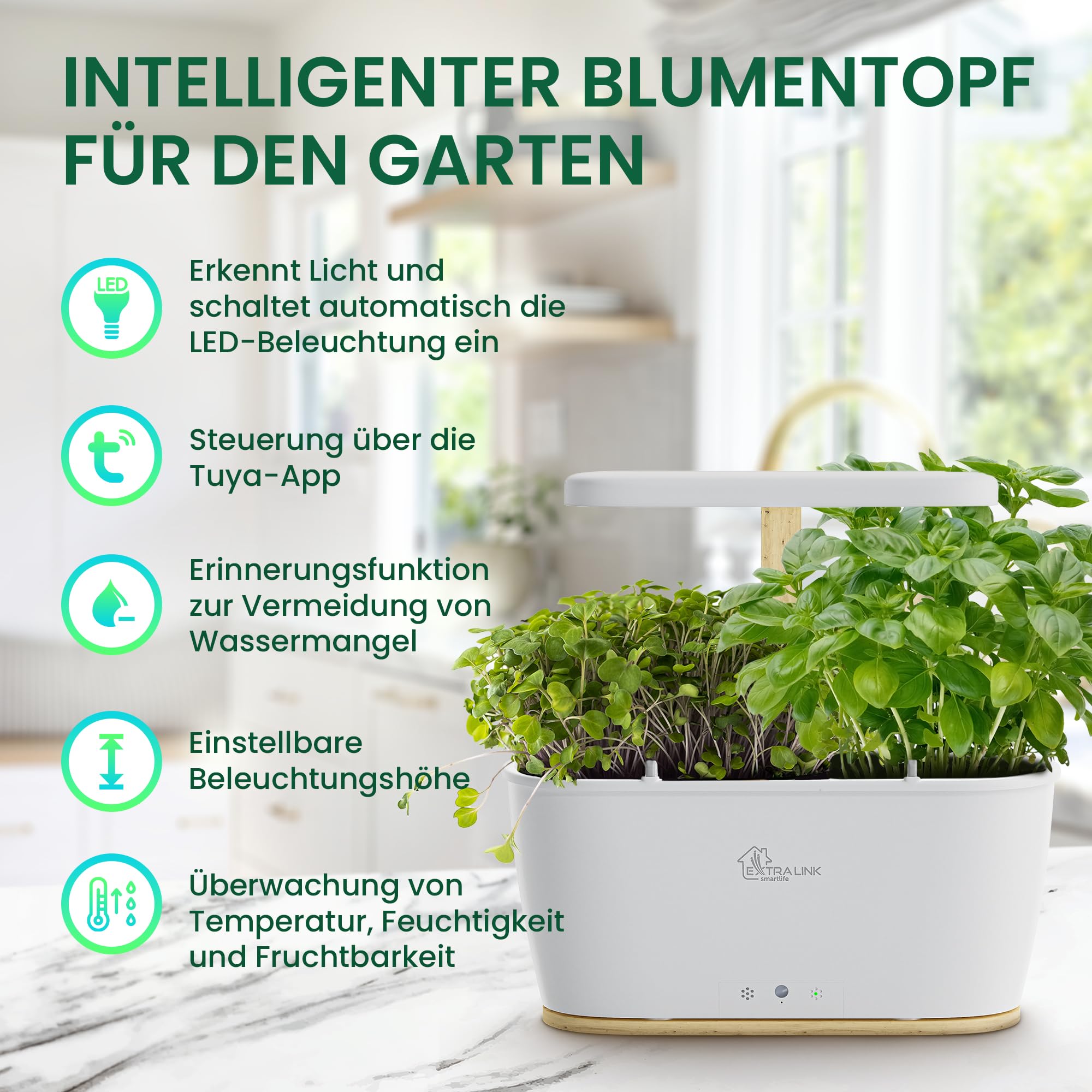 extralink-smart-garden-indoor-garten-8-pflanzen-mit-led-vollspektrum image 2