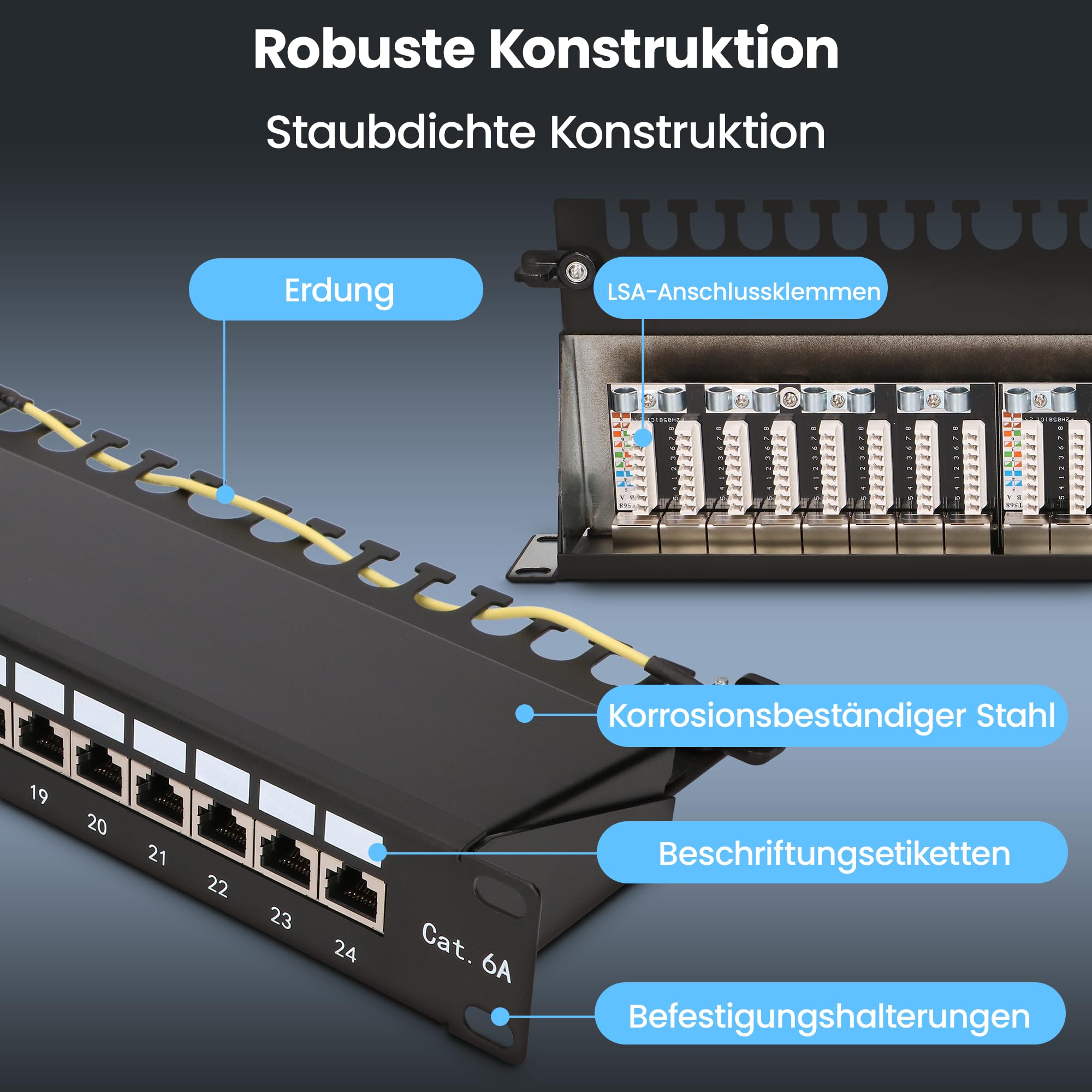 extralink-24-port-cat6a-patchfeld-stp-19-zoll-rj45 image 4