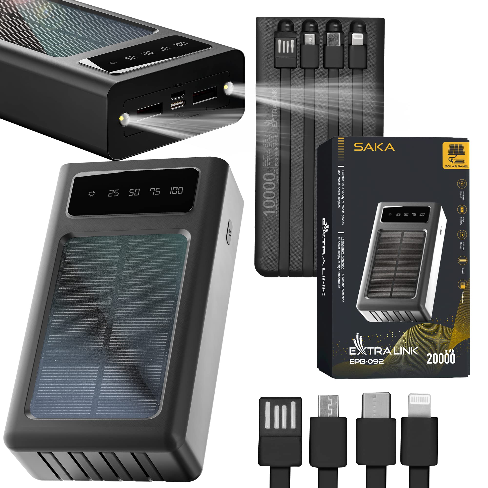 extralink-epb-092-solar-powerbank-20000mah-mit-4-kabeln-outdoor image 1