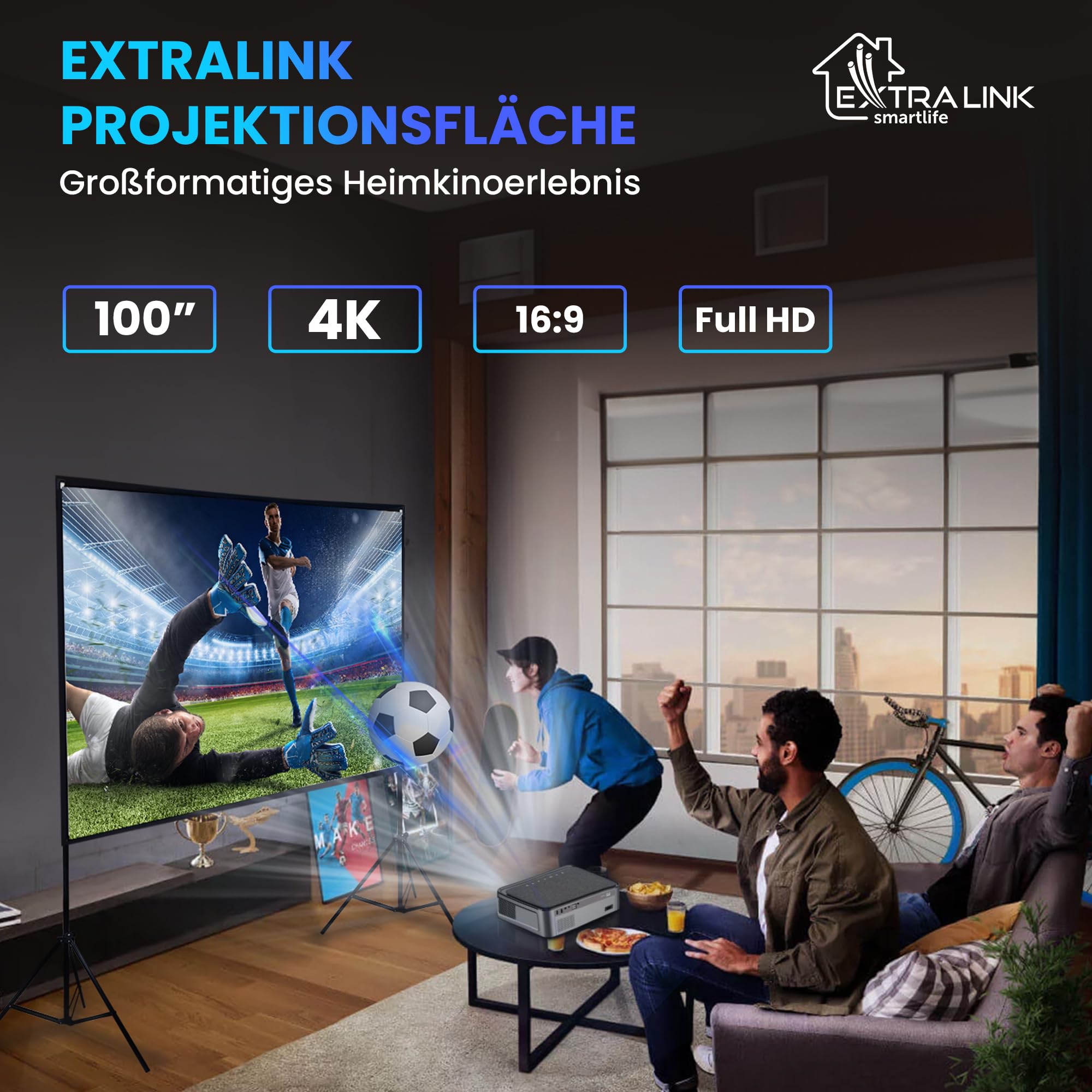 extralink-zasilanie-beamer-leinwand-100-zoll-stativ-16-9 image 1