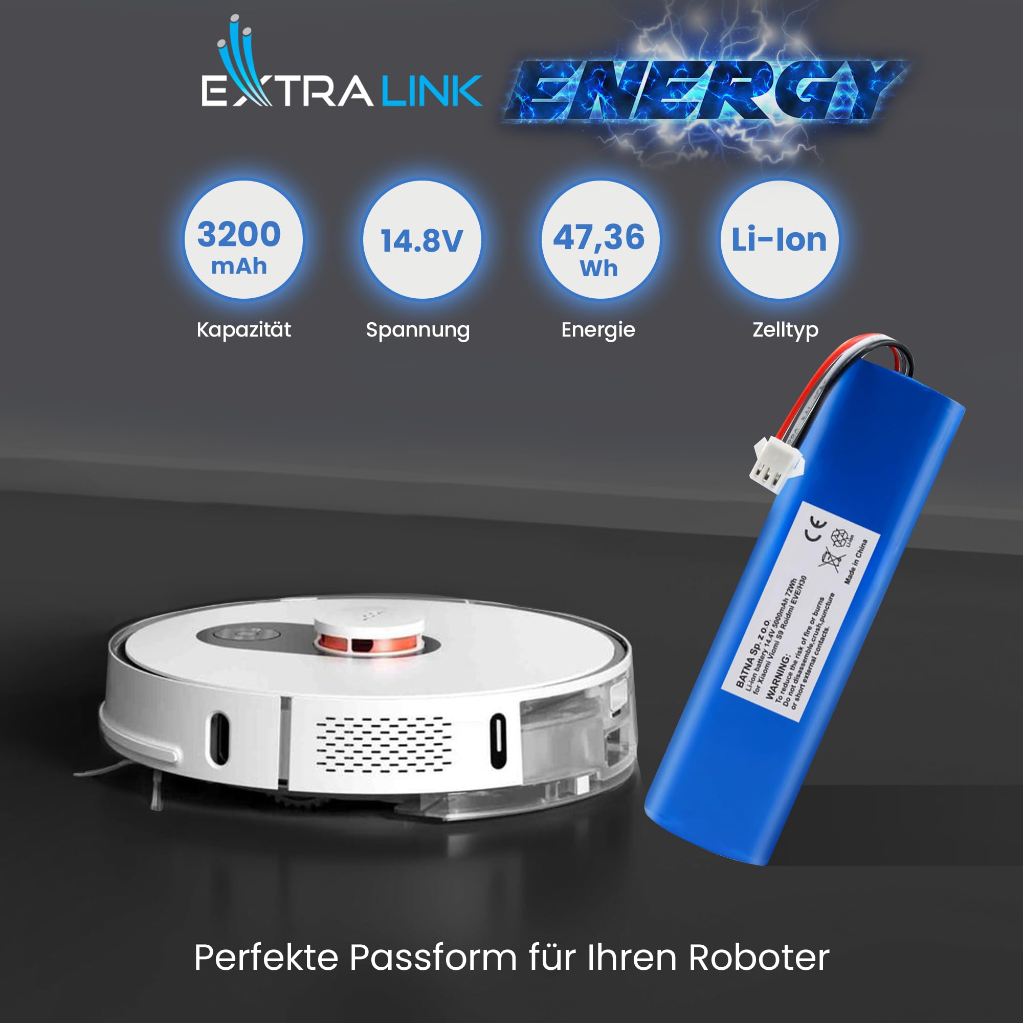 extralink-ma1-4s1p-sc-akku-f-r-xiaomi-mop-pro-3200mah image 3