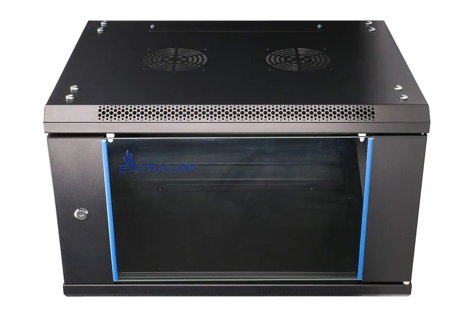 extralink-6he-19-zoll-netzwerkschrank-wandmontage-schwarz image 1