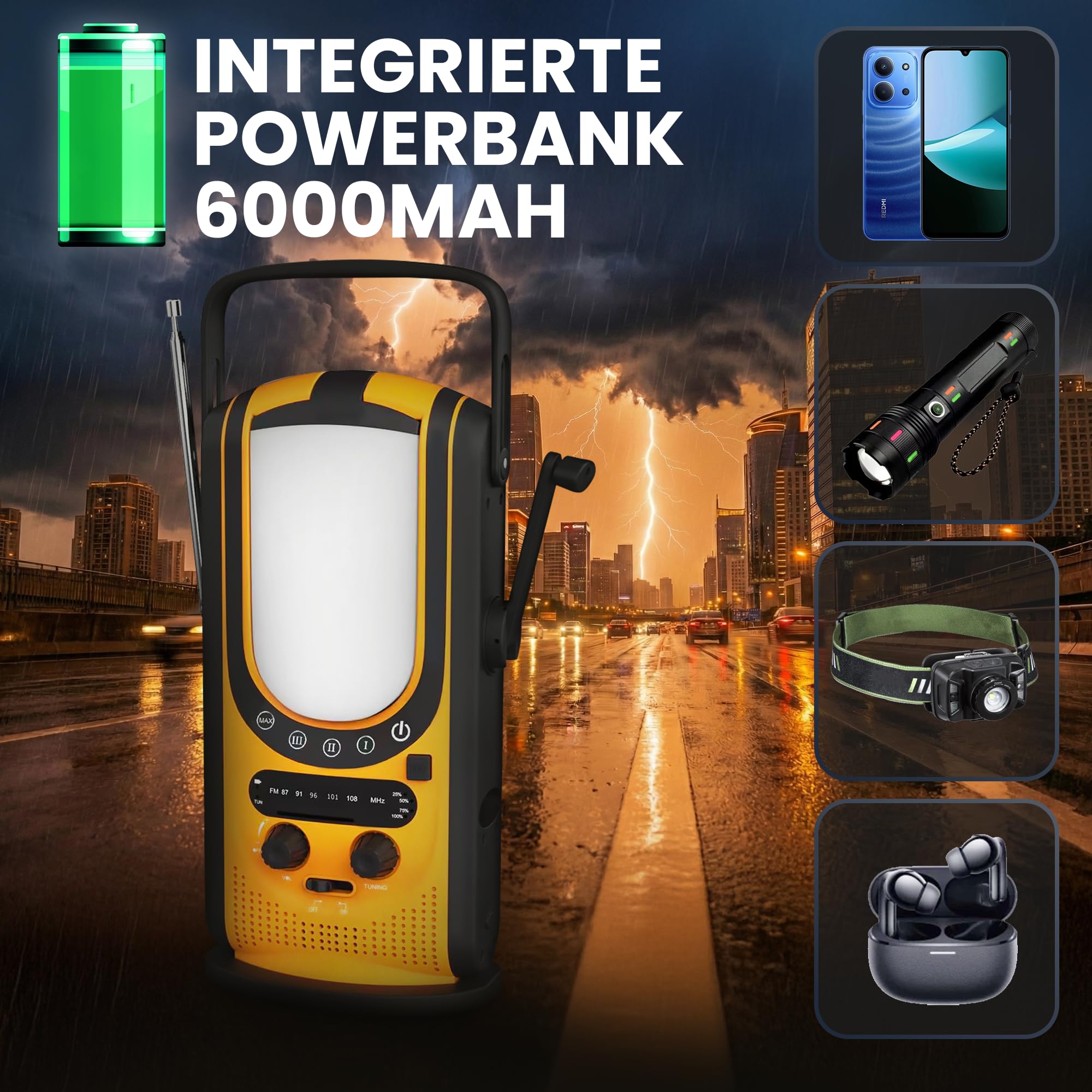 extralink-notfallradio-solar-kurbel-6000mah-am-fm image 4