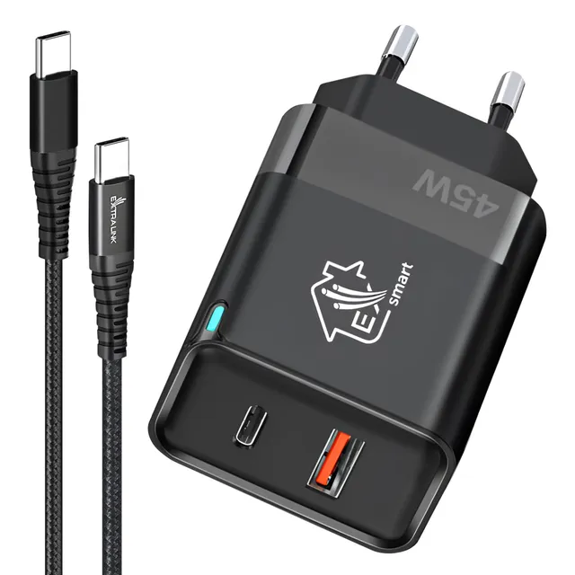 extralink-schnellladeger-t-45w-gan-set-mit-100w-kabel image 1