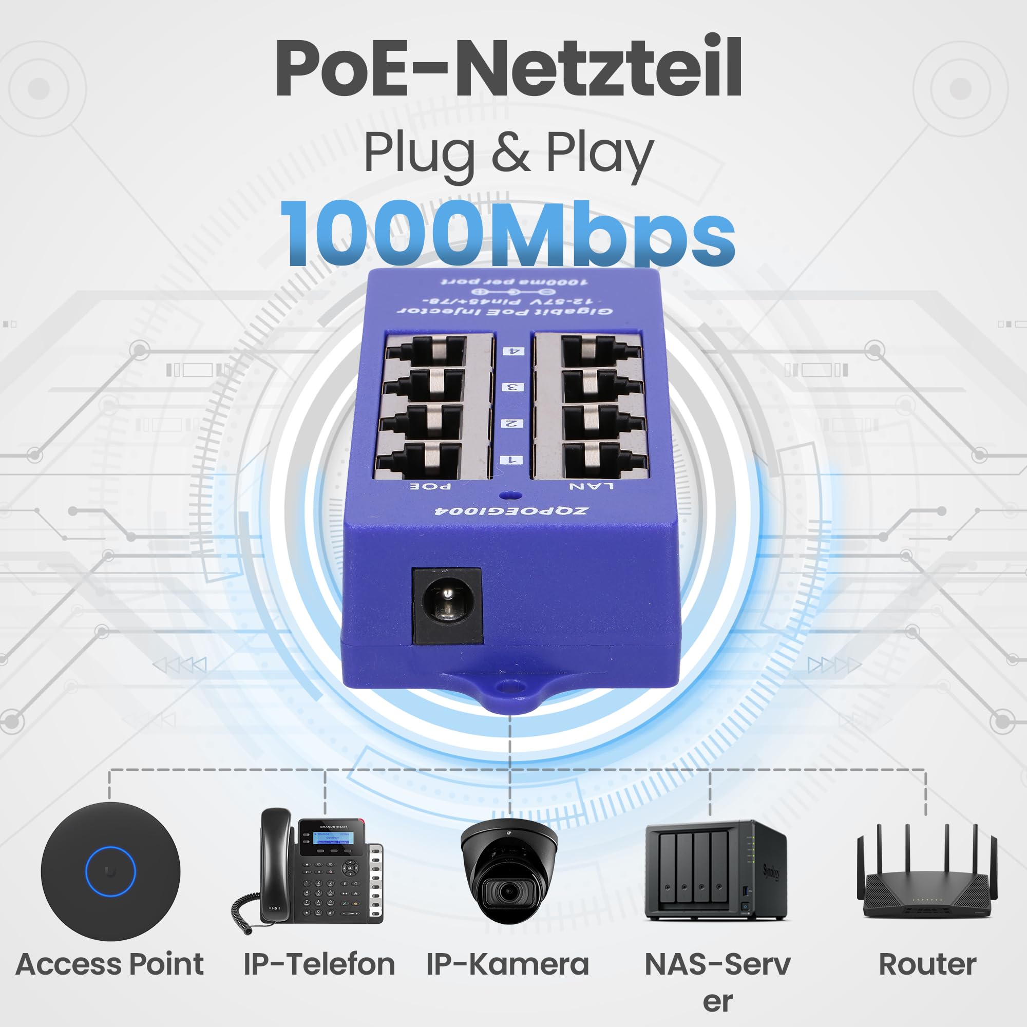 extralink-poe-injector-4-port-gigabit-mode-b-ip-kamera image 2